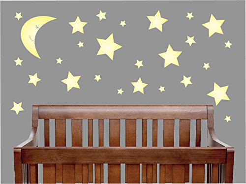 Yellow Stars and Moon Wall Decals