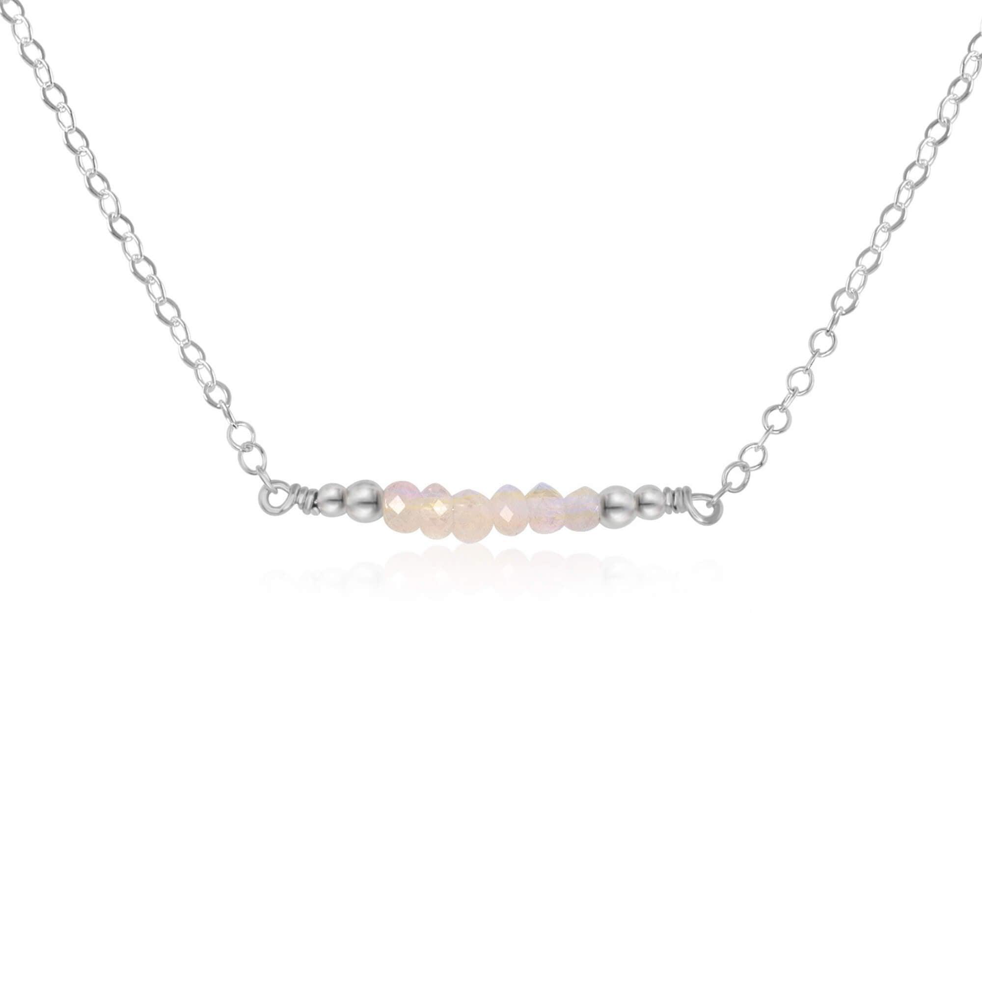 Sparkling Rainbow Moonstone Faceted Bead Bar Necklace - Elegant Handmade Jewelry for Women, Gift for Her, Perfect for Weddings, Parties & Special Occasions