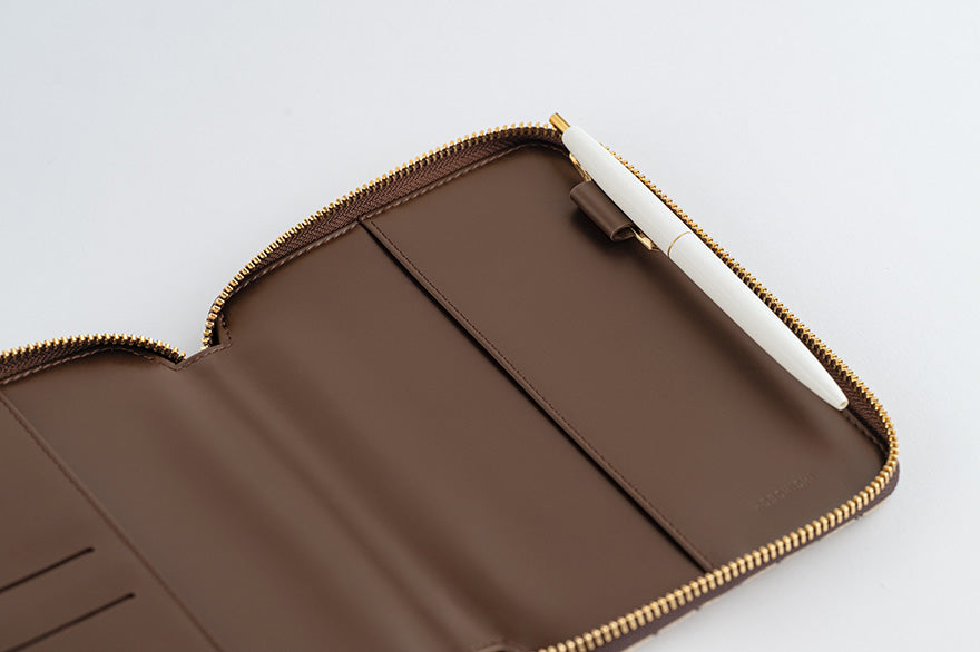 Hobonichi Techo 2025 Planner - A6 Original Size Taut Zipped Cover in Café au Lait Plaid (Cover Only) | Perfect for Daily Journaling, Planning & Note-Taking