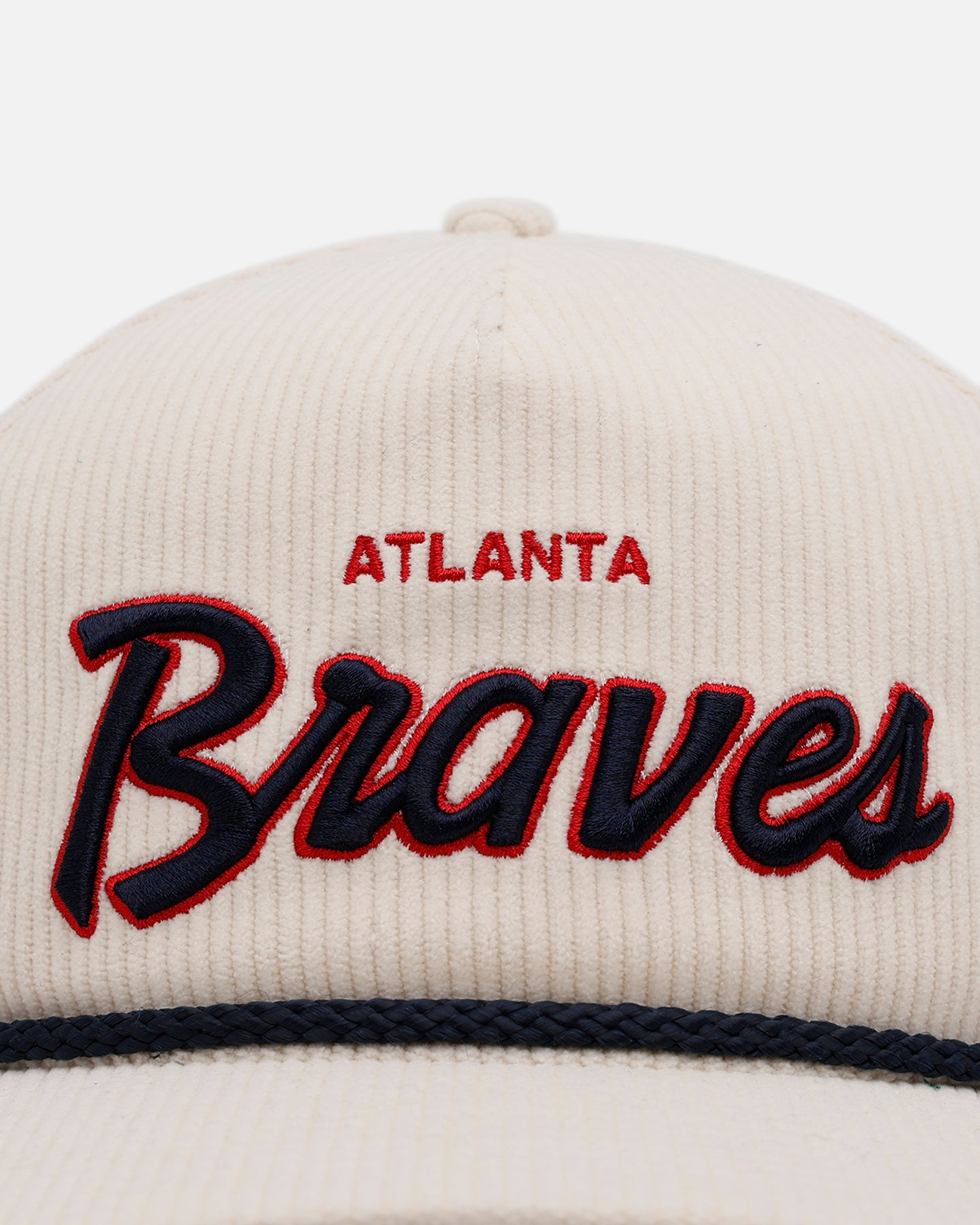 47 Brand Atlanta Braves 'Natural Script' Premium Hitch Corduroy Snapback Hat - Adjustable Baseball Cap for Men & Women - Perfect for Sports Games, Casual Outfits and Fan Collections