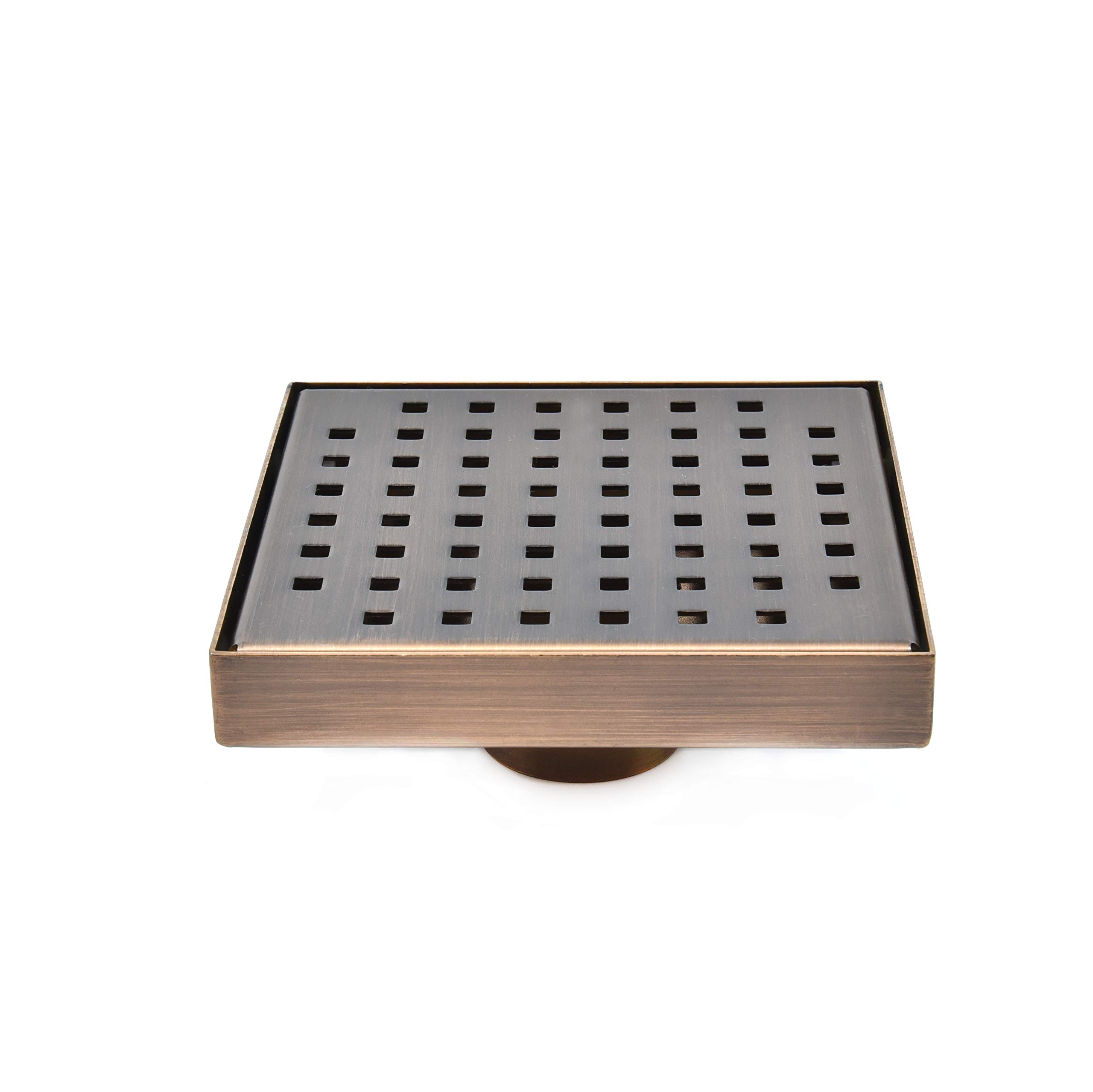 Serene Drains Oil Rubbed Bronze 6 Inch Square Shower Drain with Hair Catcher - Traditional Square Design for Bathroom & Shower Remodeling