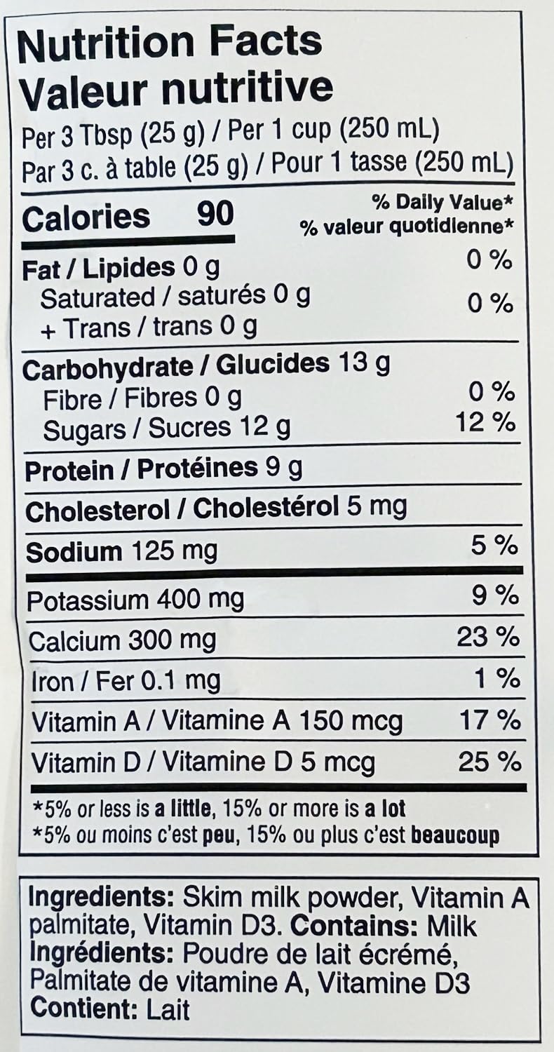 Premium Medallion Brand Skim Milk Powder 500g (2-Pack) - 100% Canadian Dried Milk, Antibiotic-Free, No rbST or rBGH - Perfect for Baking, Coffee Creamer & Emergency Food Storage