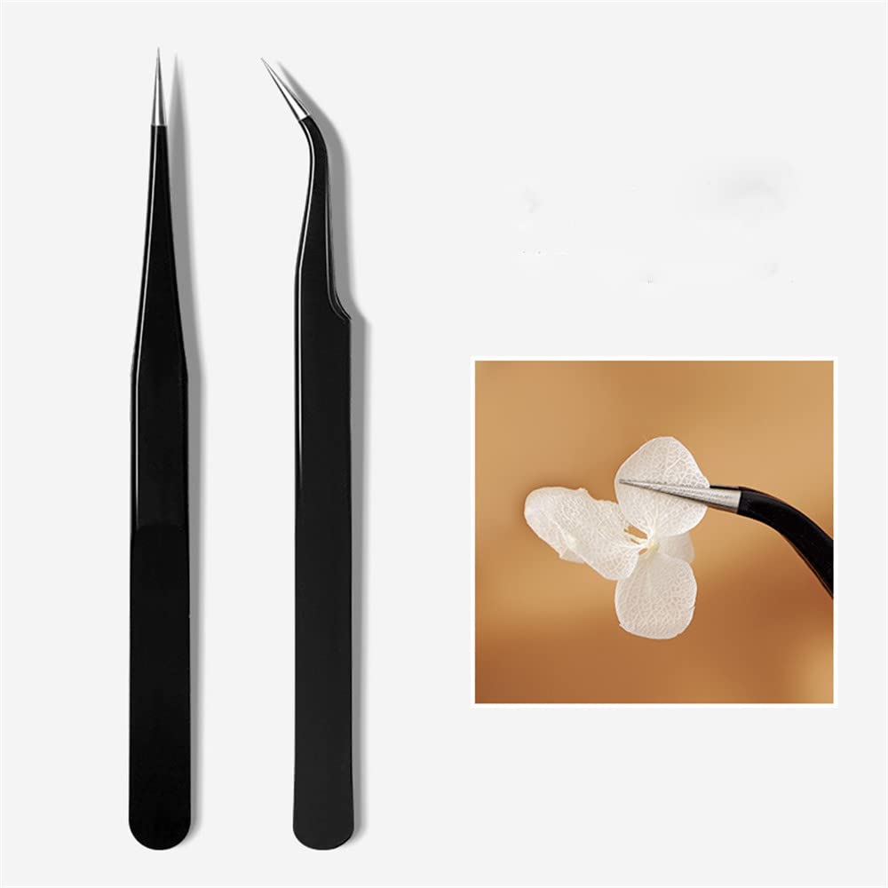 Professional Nail Art Tweezers Set - 2 Pcs Rhinestone & Foil Picker Tool for Nail Stickers, Decals, Eyelash Extensions | Perfect for DIY Manicures, Salon Use & Nail Decorations