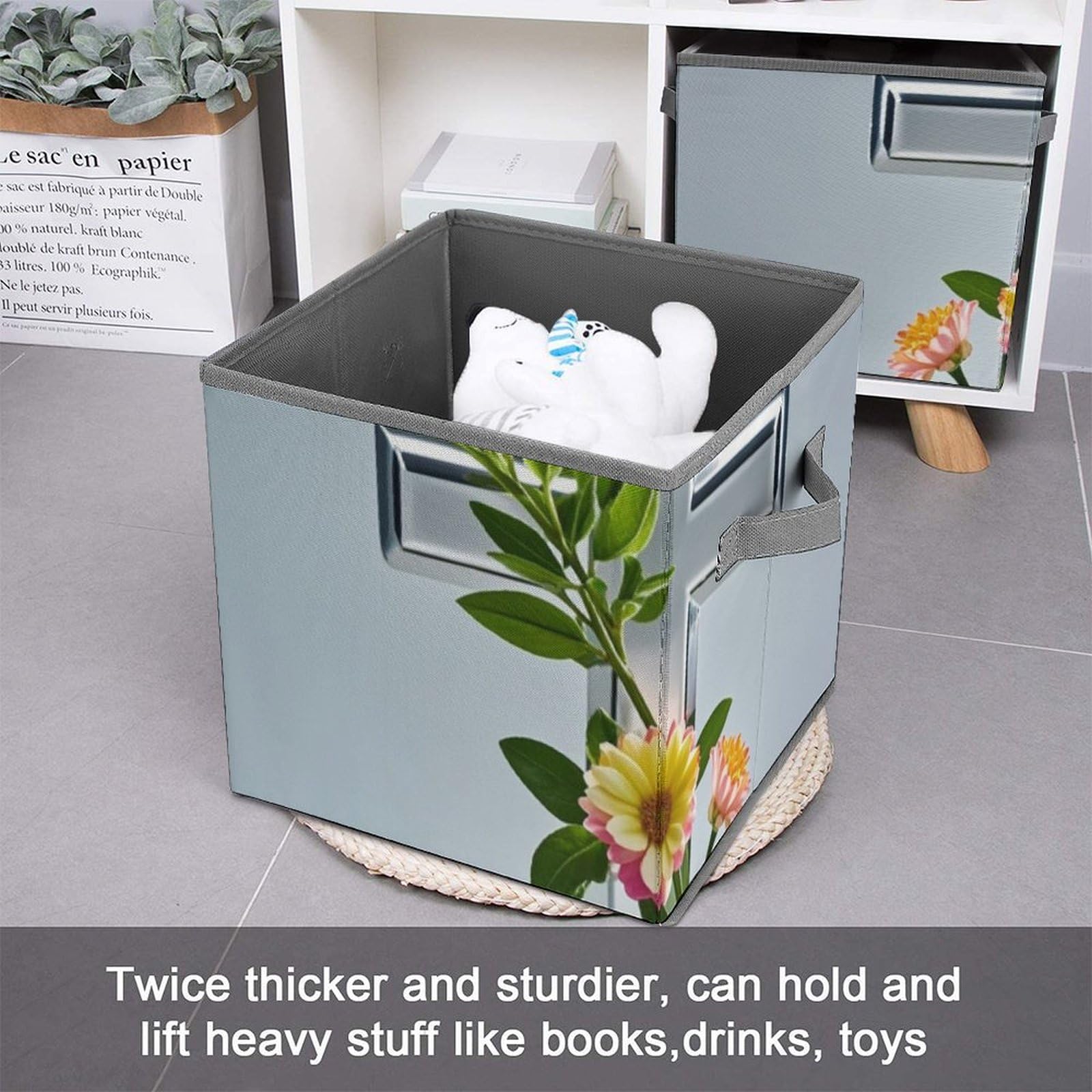 Large Collapsible Storage Cubes with Handles - 10.6x10.6x10.6 Inch Closet Organizer Box, Home & Office Storage Bin - Perfect for Bedroom, Closet, Kids Room Organization