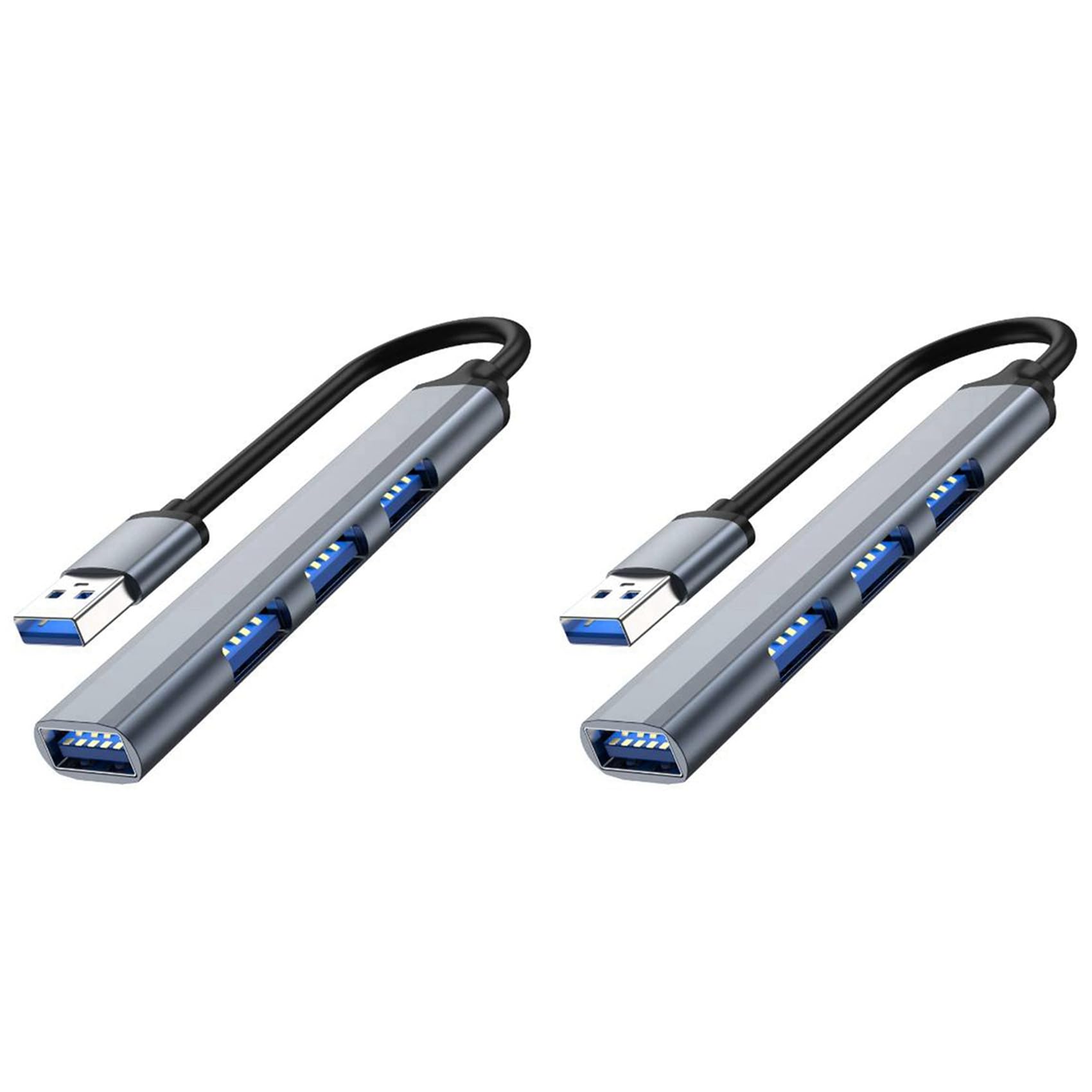 Zunedhys 2-Pack 4-Port USB 3.0 Hub Splitter - High-Speed Data Transfer & Multi-Device Charging Adapter for Laptop, PC, MacBook, Gaming Console & Home Office Setup