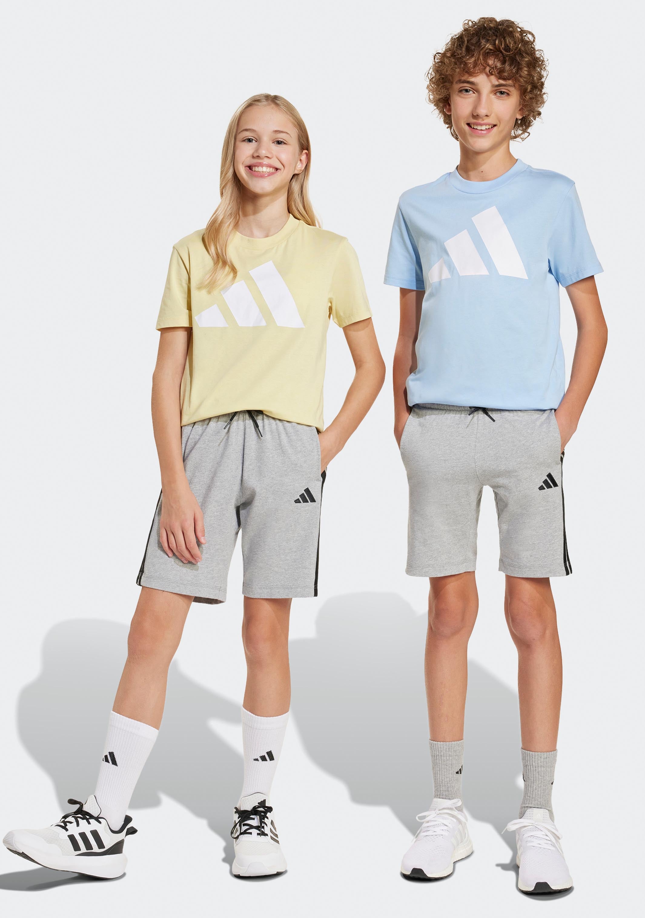Adidas Kids' Essential 3 Stripes Knit Shorts - Comfortable Athletic Shorts for Boys & Girls - Perfect for Sports, Play & Everyday Wear