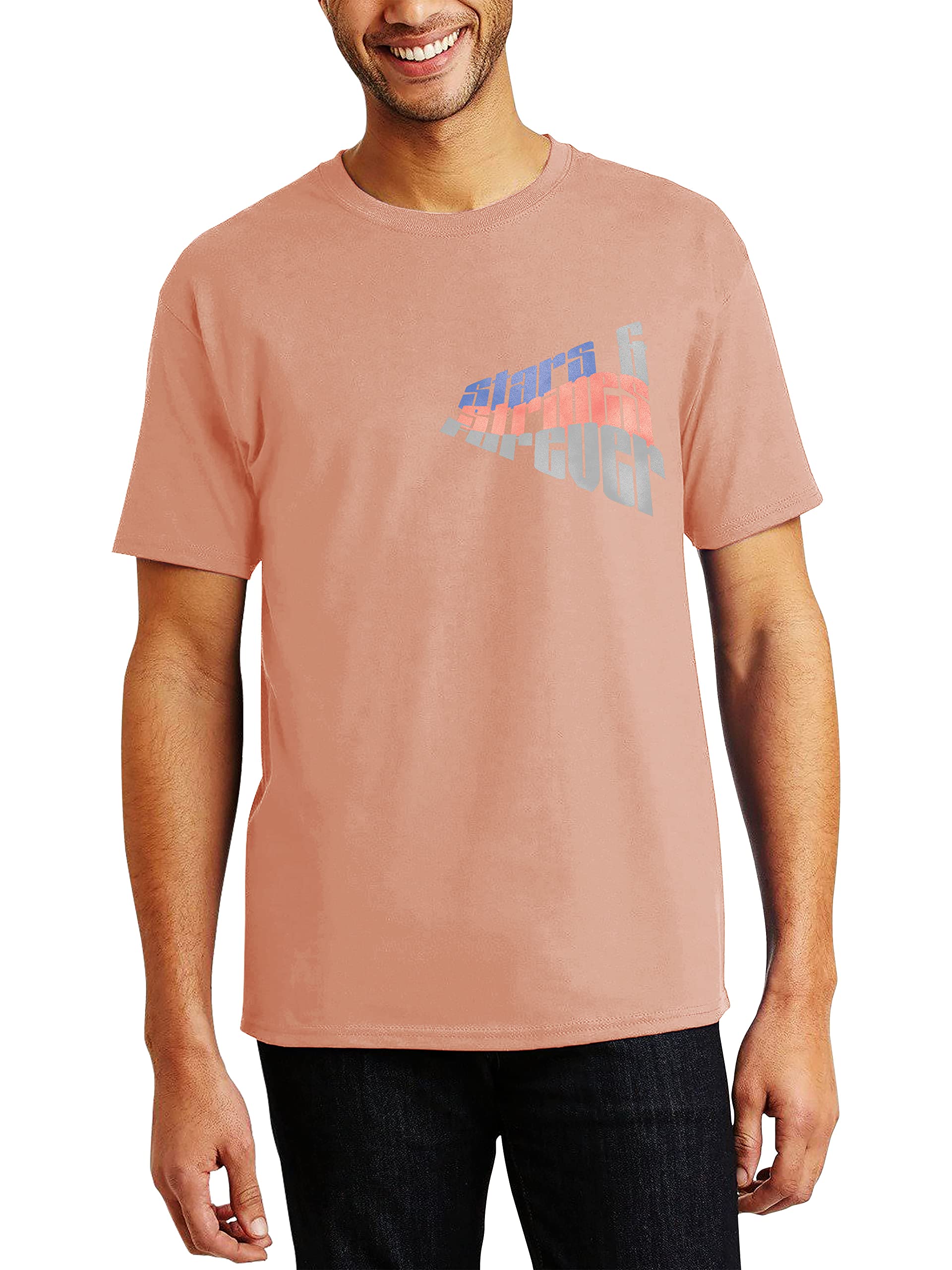 USA Flag Patriotic Stars and Stripes Men's Premium Cotton Short Sleeve T-Shirt - Graphic Print Casual Tee for 4th of July, Memorial Day & Summer Outfits