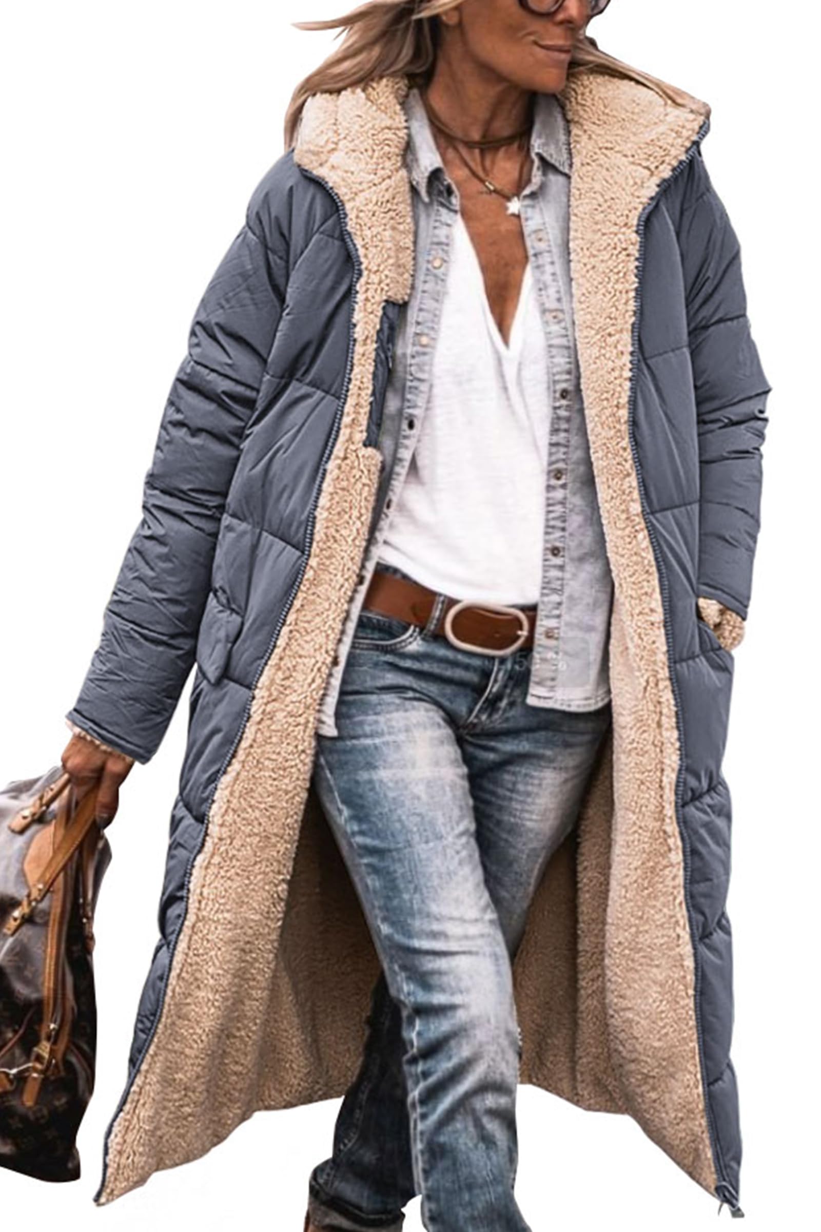PRETTYGARDEN Women's Oversized Shearling Fleece Long Winter Coat Jacket 2025 - Warm Fashion Outerwear for Cold Weather, Snow Days & Street Style