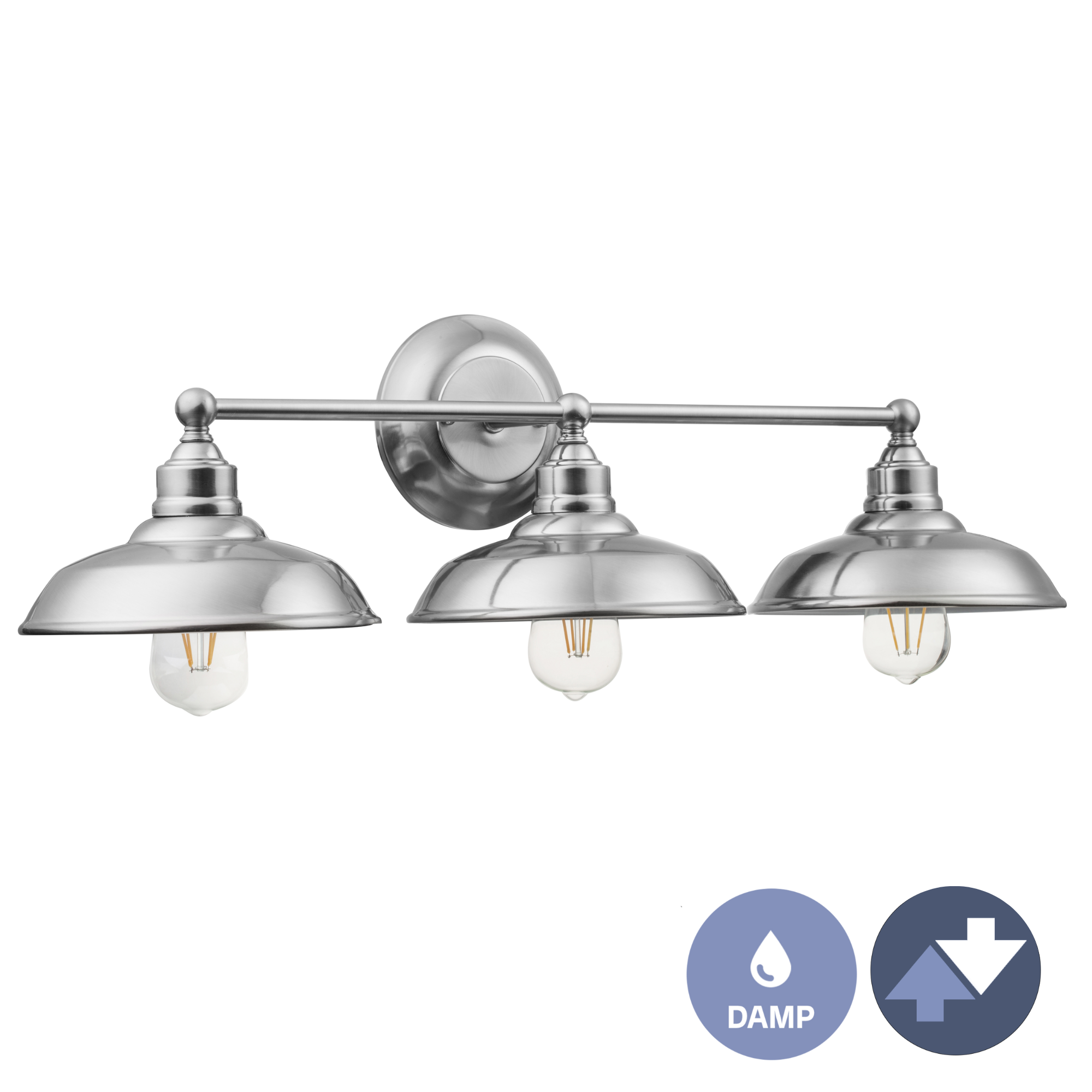 Lyndan 3-Light Brushed Nickel Vanity Light for Bathroom - Modern Wall Sconce with Clear Glass Shades, Perfect for Bathroom Mirror Lighting and Bedroom Decor