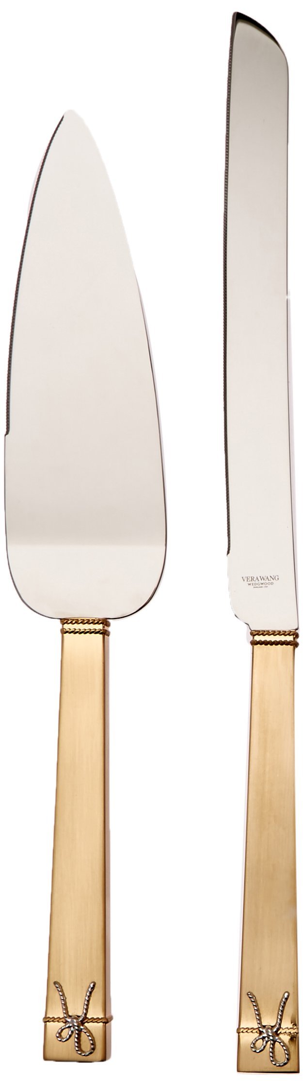 Wedgwood Vera Wang Love Knots Gold Cake Knife and Server Set - Elegant Wedding Cake Cutting Set for Bridal Showers, Anniversaries & Special Celebrations