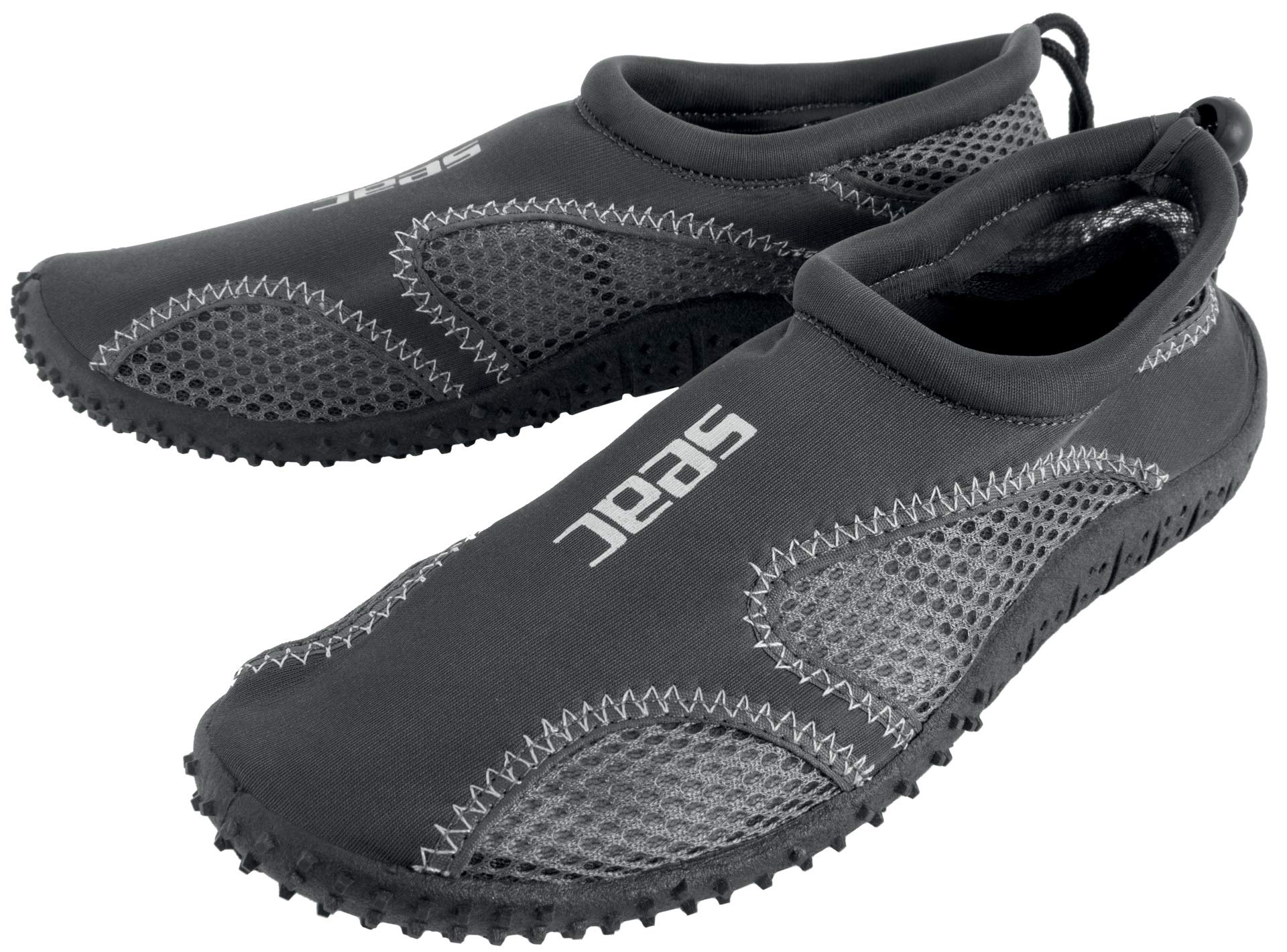 SEAC Quick Dry Water Shoes for Adults & Kids - Lightweight Sand & Beach Shoes for Swimming Pool, Ocean, Surfing - Non-Slip Sole, Comfortable Swim Shoes (Black, One Size) - Perfect for Beach Vacations, Water Parks & Outdoor Activities