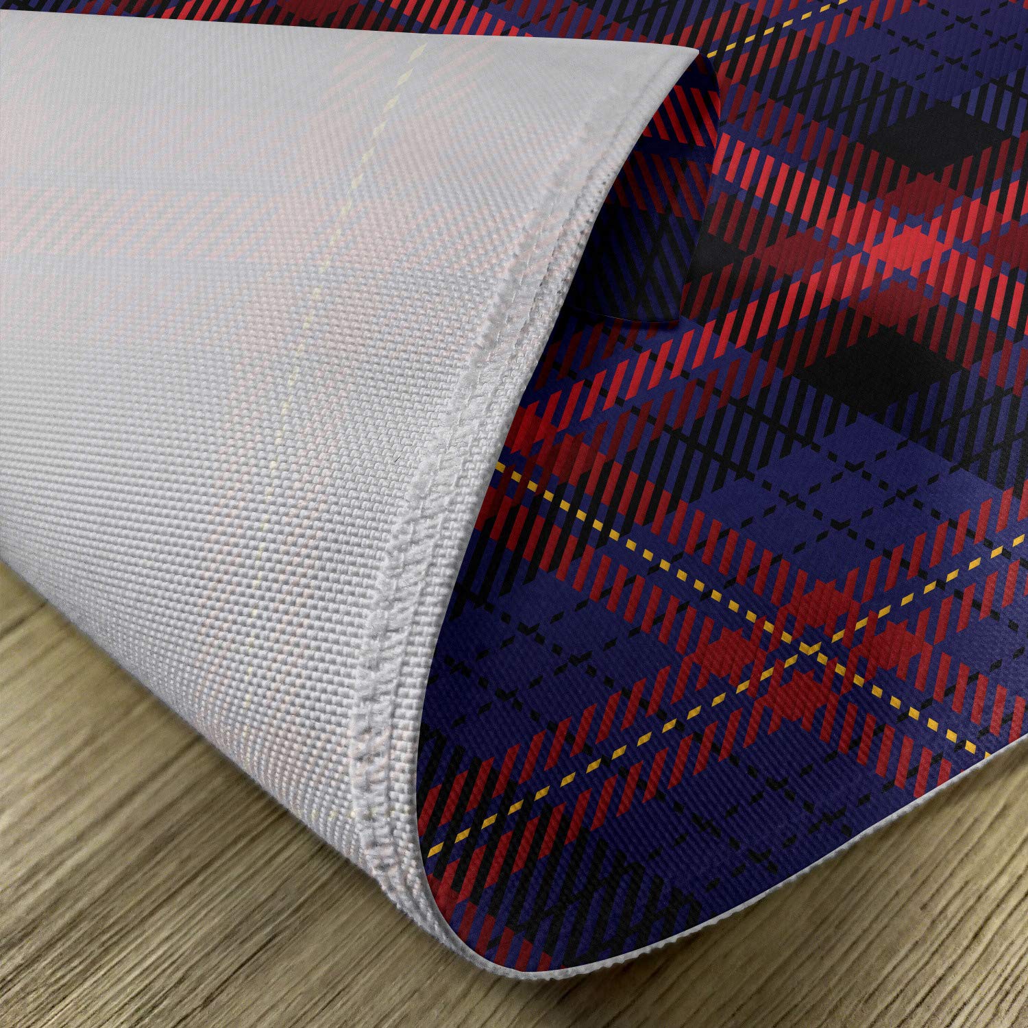Ambesonne Checkered Place Mats Set of 4 - Vibrant Folkloric British Pattern Washable Fabric Placemats for Dining Table & Kitchen Decor in Royal Blue, Red & Black | Perfect for Holiday Dinners, Tea Parties & British-Themed Events