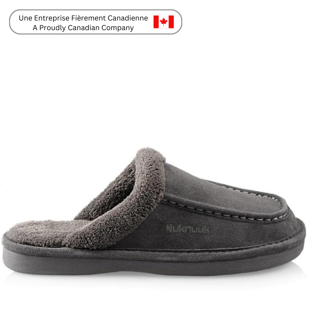 Men's Comfortable Grey Slippers - Soft Indoor/Outdoor House Shoes for Relaxation at Home, Lounging & Quick Errands