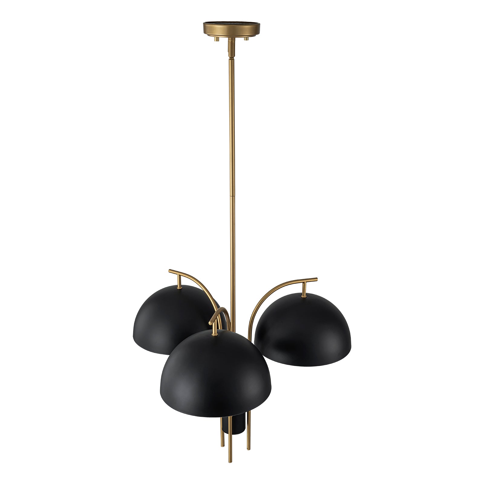 Glowlings 3-Light Modern 24-Inch Wide Gold Leaf Sputnik Chandelier - Black Dome Pendant Light Fixture for Dining Room, Living Room, or Bedroom Lighting
