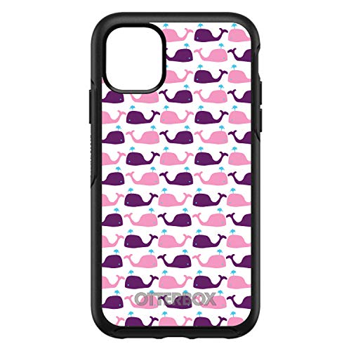 Purple Pink Cartoon Whales On Black Case