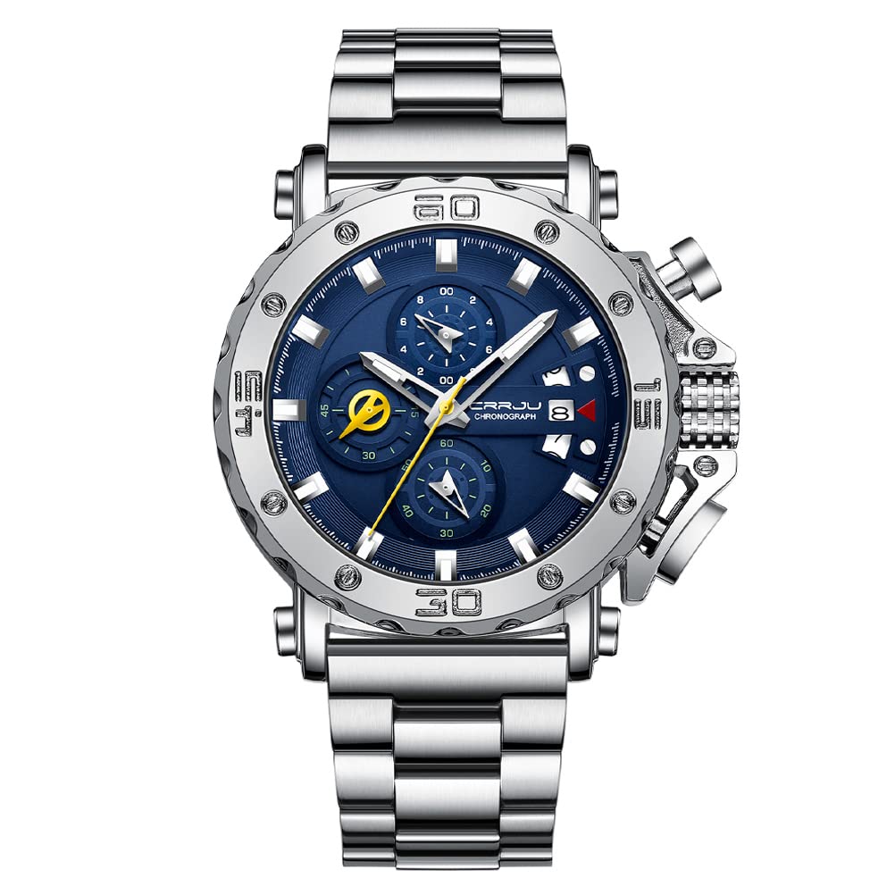 Men's Chronograph Waterproof Watch - Stainless Steel Bracelet for Business & Sport