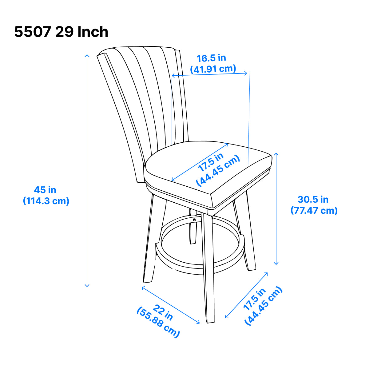 Corvallis Bar Stool Set of 2 - Grey Counter Height Stools for Kitchen Island, Breakfast Bar & Home Decor - Modern Durable Barstools with Back Support