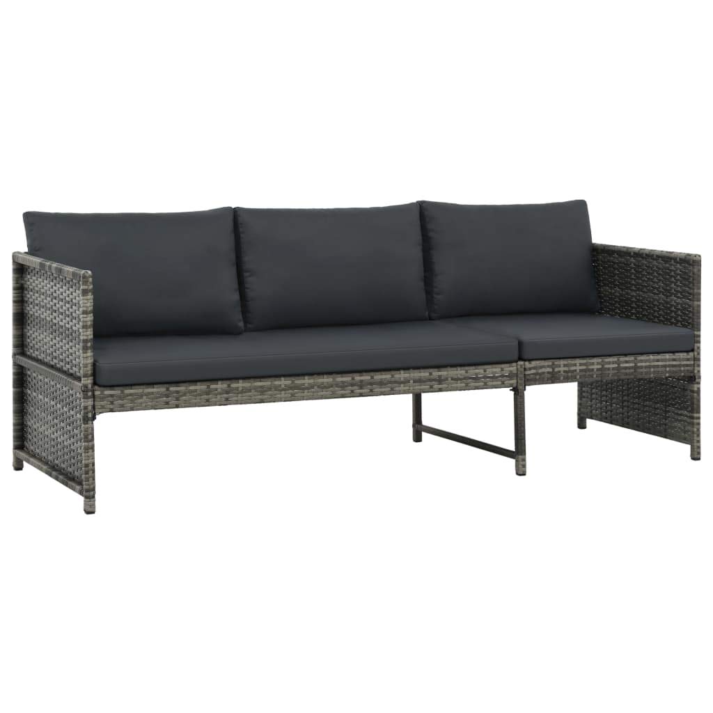 Premium 3-Piece PE Rattan Outdoor Patio Furniture Set with Cushions - Gray Wicker Garden Lounge Conversation Set for Backyard, Poolside & Terrace Relaxation