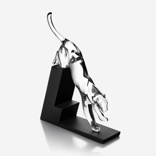 Baccarat Panther The Leap Clear Crystal Sculpture - Luxury Home Decor & Collectible Gift for Elegant Living Rooms, Offices, and Showcases