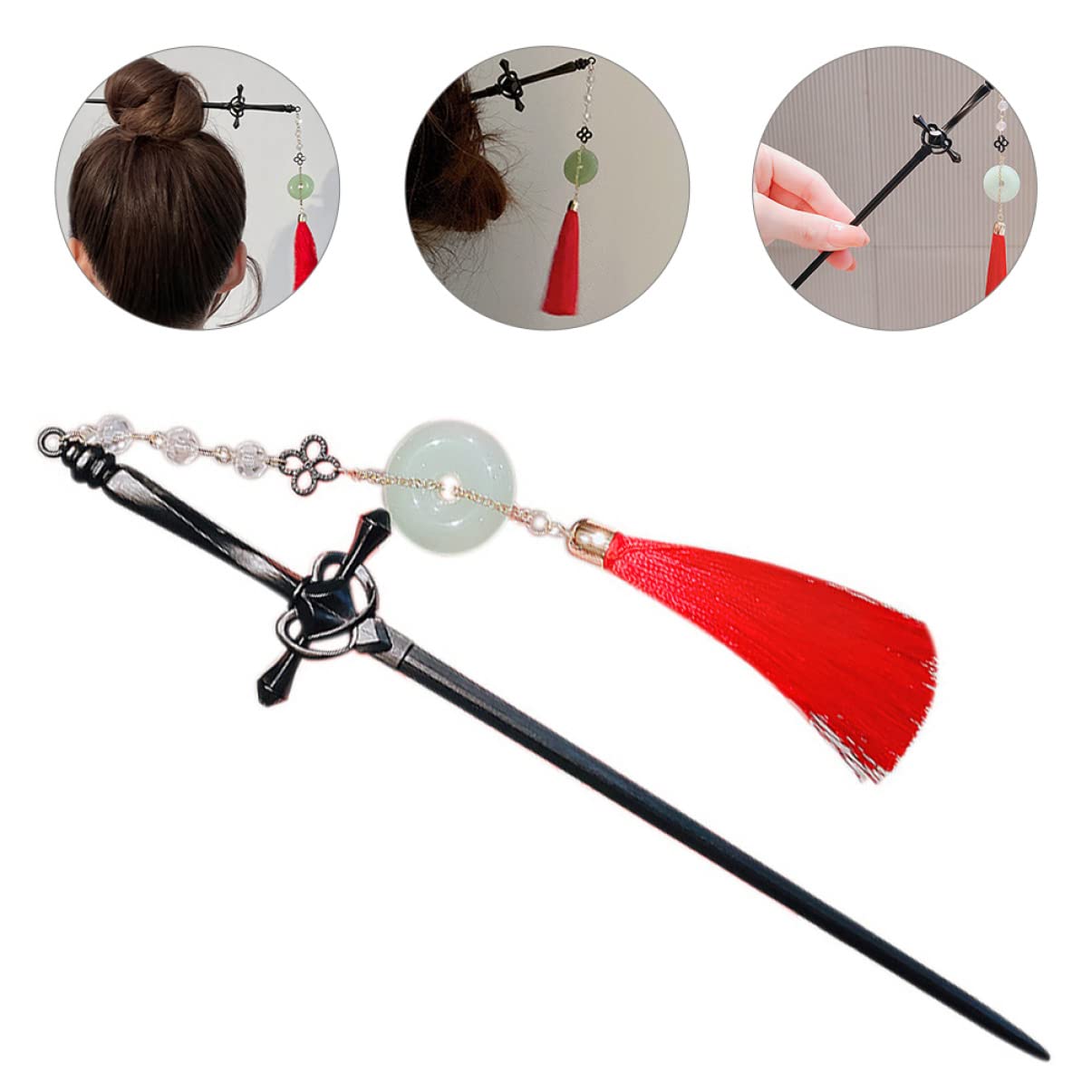 Beaupretty Women's Hair Stick with Tassel - Elegant Chignon Bun Hairpin, Chinese Sword Style Hair Accessory for Girls & Women | Perfect for Weddings, Cosplay, and Traditional Hairstyles