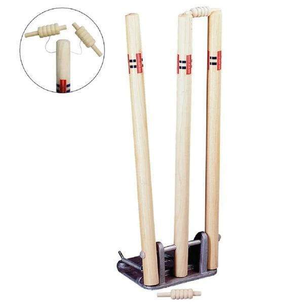 Gray Nicolls Wooden Cricket Stumps with Spring Return - Professional Cricket Wickets for Training & Matches - Perfect for Backyard Practice, Club Games, and School Tournaments