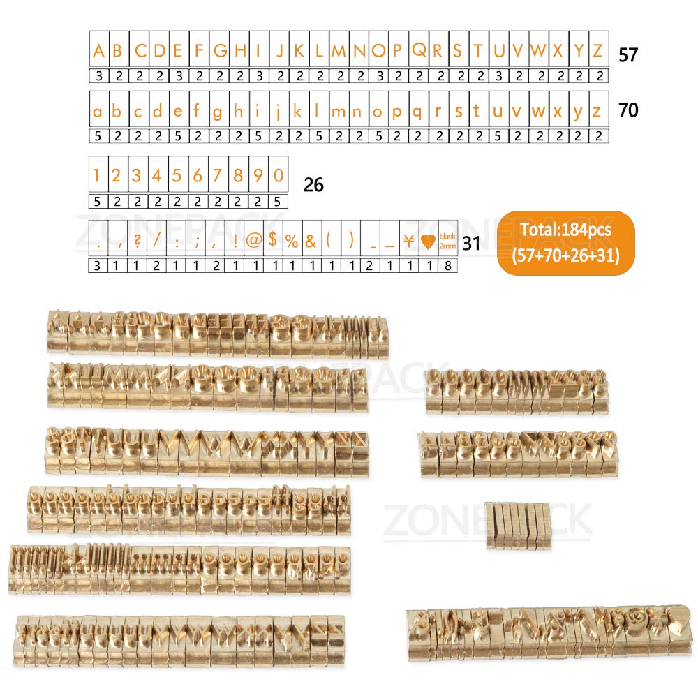 Premium Copper Brass Stamping Molds - 184-Piece Flexible Letter, Number & Symbol Set (F Font) for CNC Engraving & Hot Foil Stamping Machines | Perfect for DIY Crafts, Leather Branding, and Metal Engraving Projects
