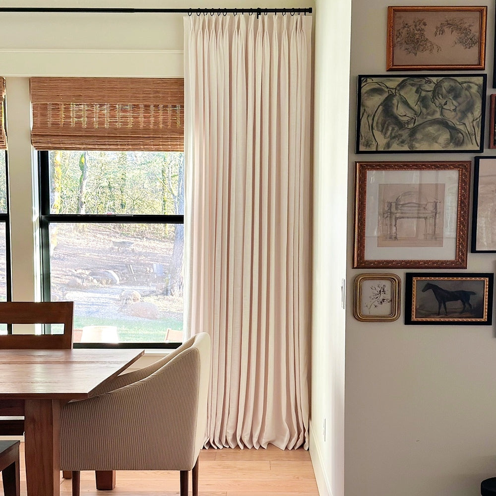 Pinch Pleated Blackout Curtains - 100% Linen Fabric for Modern Home Decor | Noise Reducing & Thermal Insulated Window Drapes for Bedroom & Living Room