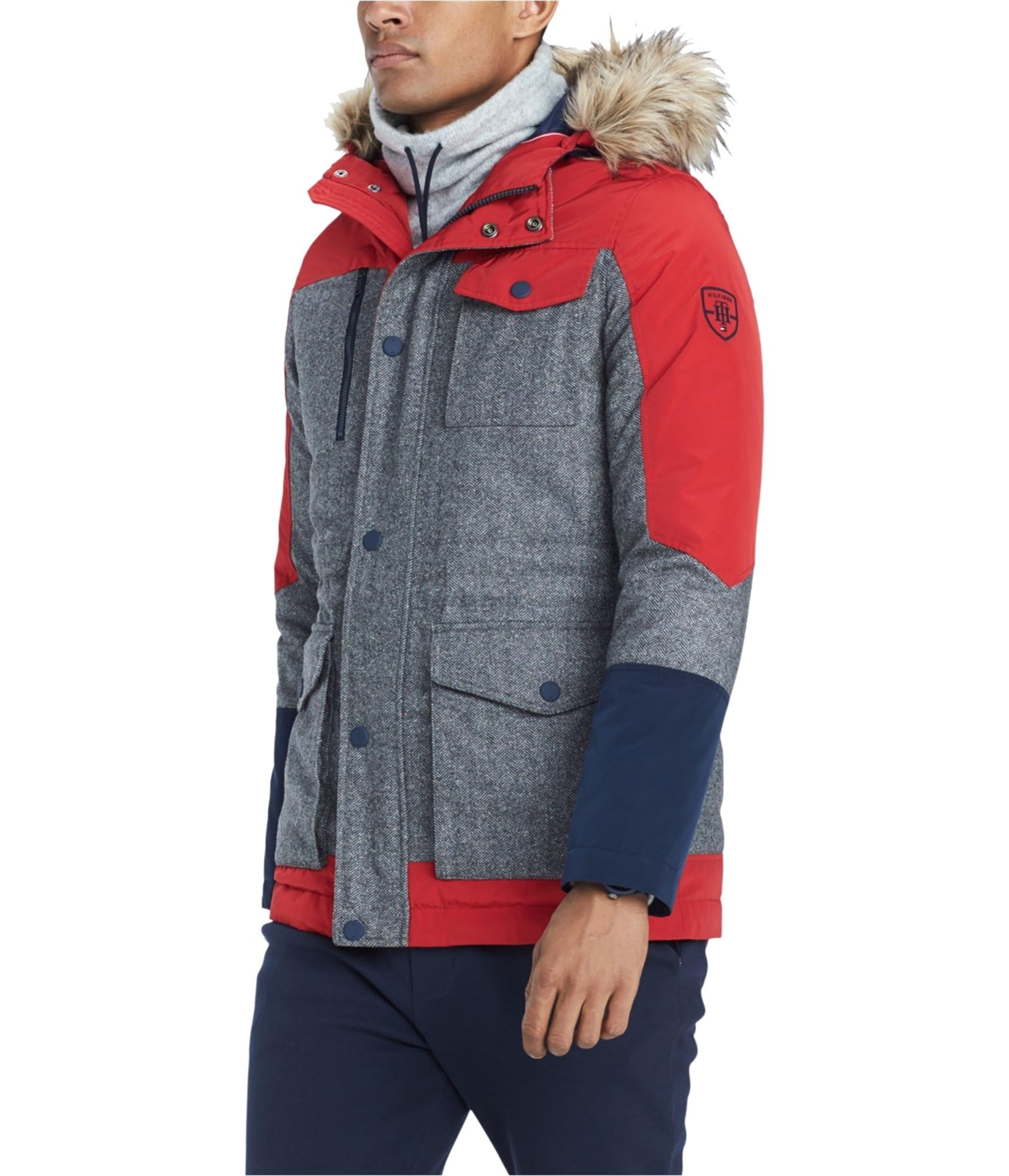 Tommy Hilfiger Men's Winter Down Parka Coat - Insulated Warm Jacket for Cold Weather, Grey, Size Large | Outdoor Activities & Daily Wear