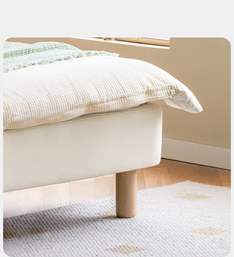 Organic Leather Cream Style Soft Kids Bed – Premium Comfort for Nursery, Bedroom & Playroom – Safe & Durable Toddler Bed for Sweet Dreams