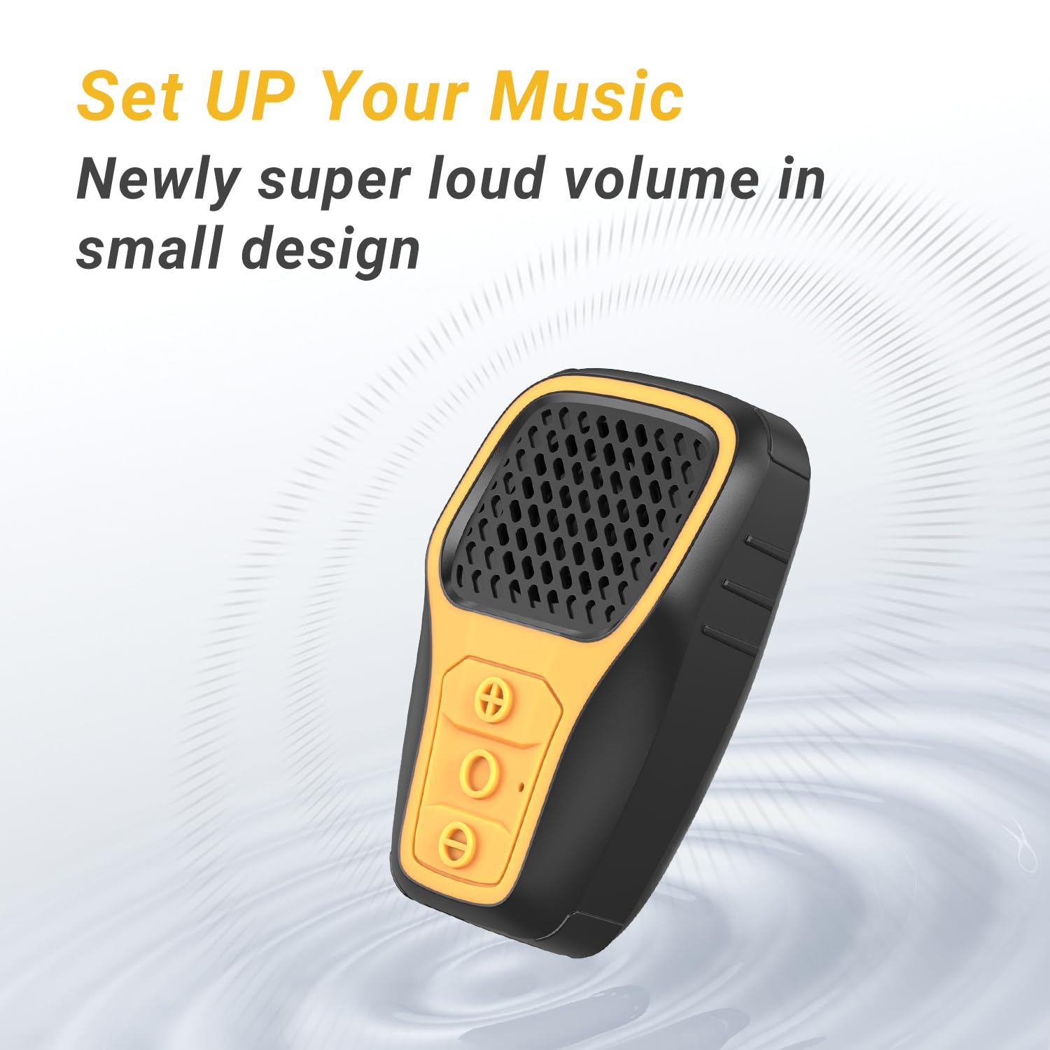 INGA Wearable Bluetooth Speaker - IP67 Waterproof Clip-on Mini Portable Speaker with Built-in Mic, Wireless Clip Speaker for Hands-Free Music & Calls, Perfect for Work, Riding, Golf, Outdoor Adventures, and Travel (Yellow)