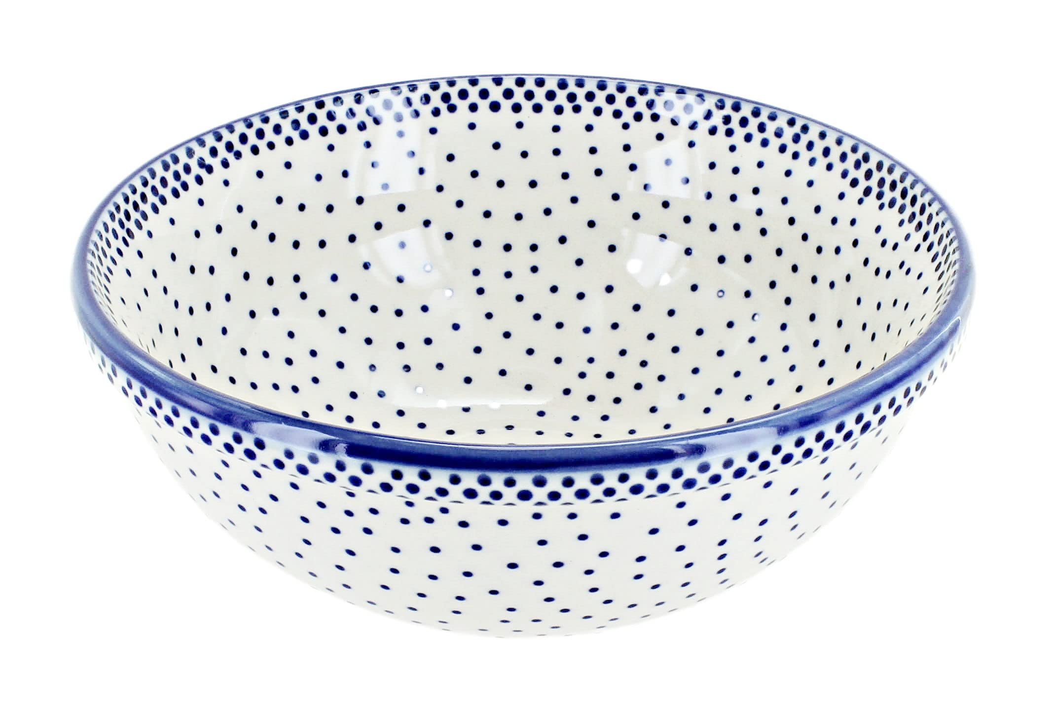 Handmade Blue Rose Polish Pottery Bowl with Small Dots - Perfect for Cereal, Soup & Desserts - Elegant Dining & Gift Idea for Home Decor