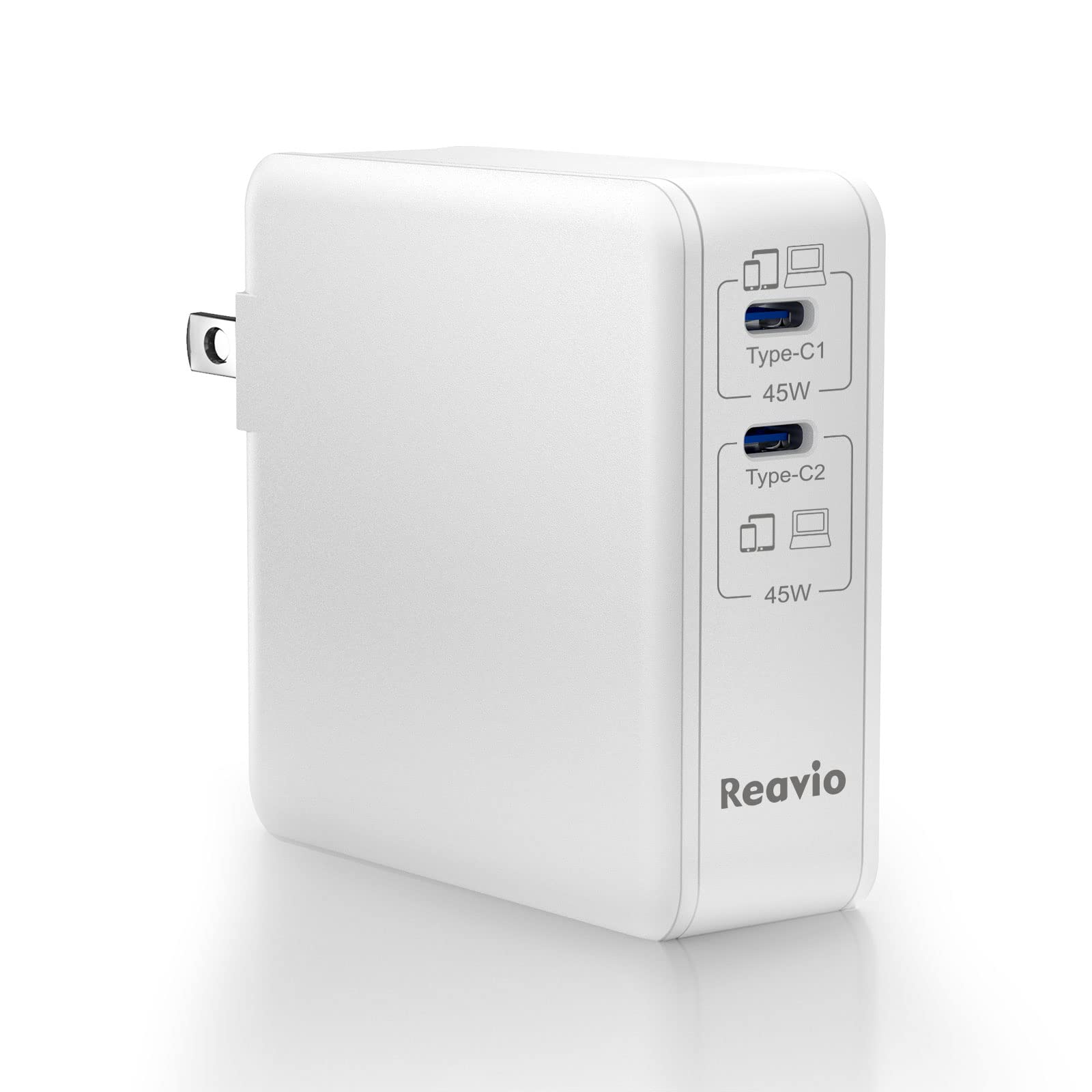 90W GaN USB C Wall Charger with Dual Ports - 45W Fast Charging Power Adapter for MacBook Pro/Air, iPad, iPhone, Galaxy, Dell, Samsung & Lenovo Chromebooks | Foldable Compact Design for Travel & Home Office