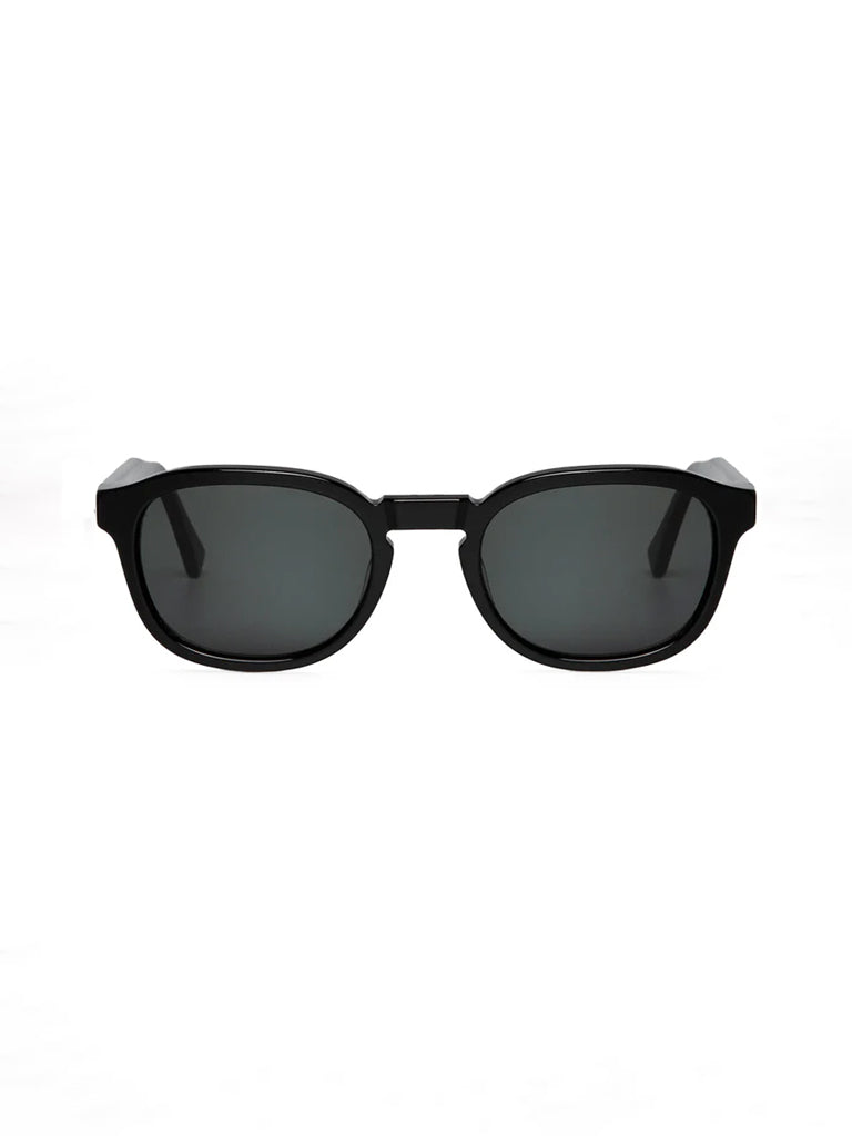 Mr. Boho Pilsen Black Sunglasses for Women - Vintage Round Polarized UV Protection Shades for Beach, Driving & Outdoor Activities