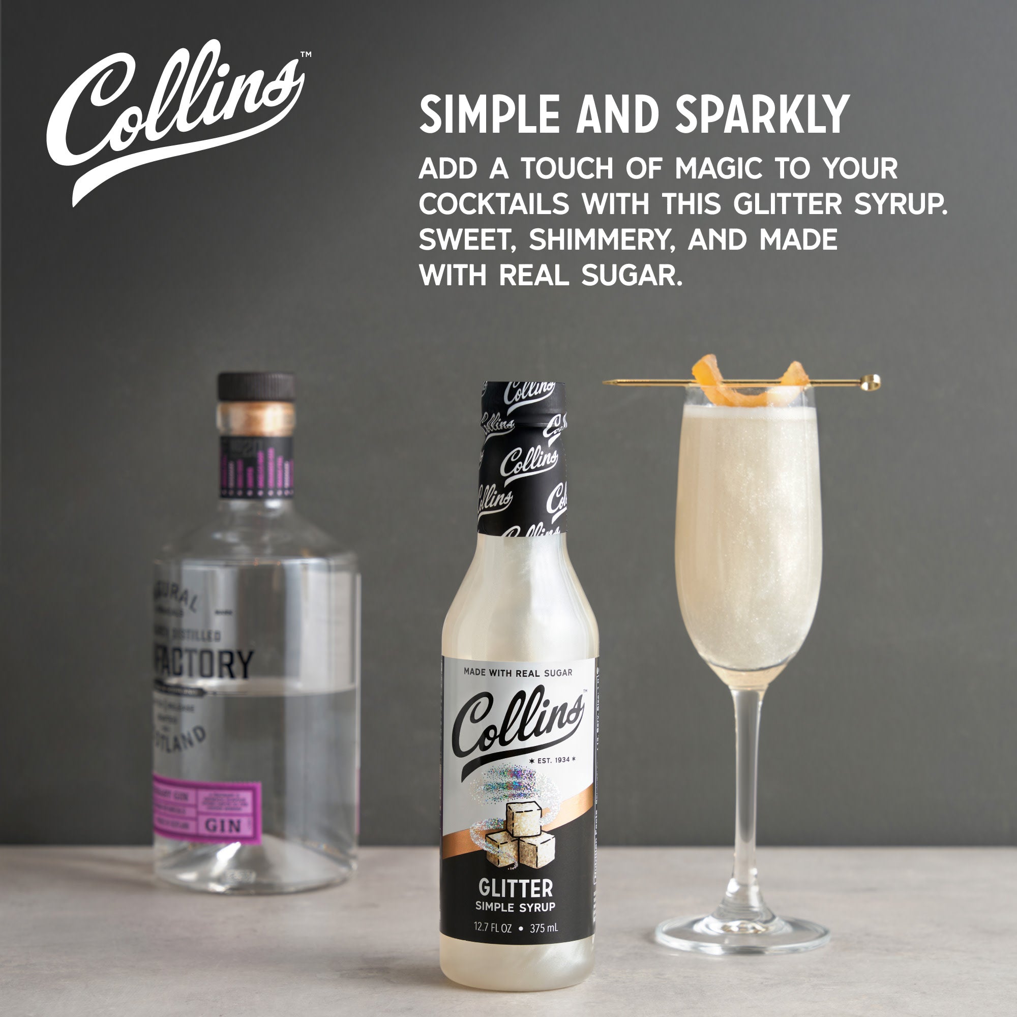 Glitter Simple Syrup - 12.7 oz Bottle for Cocktails, Coffee & Desserts | Edible Sparkle Drink Mix for Baking, Beverages & Party Decorations