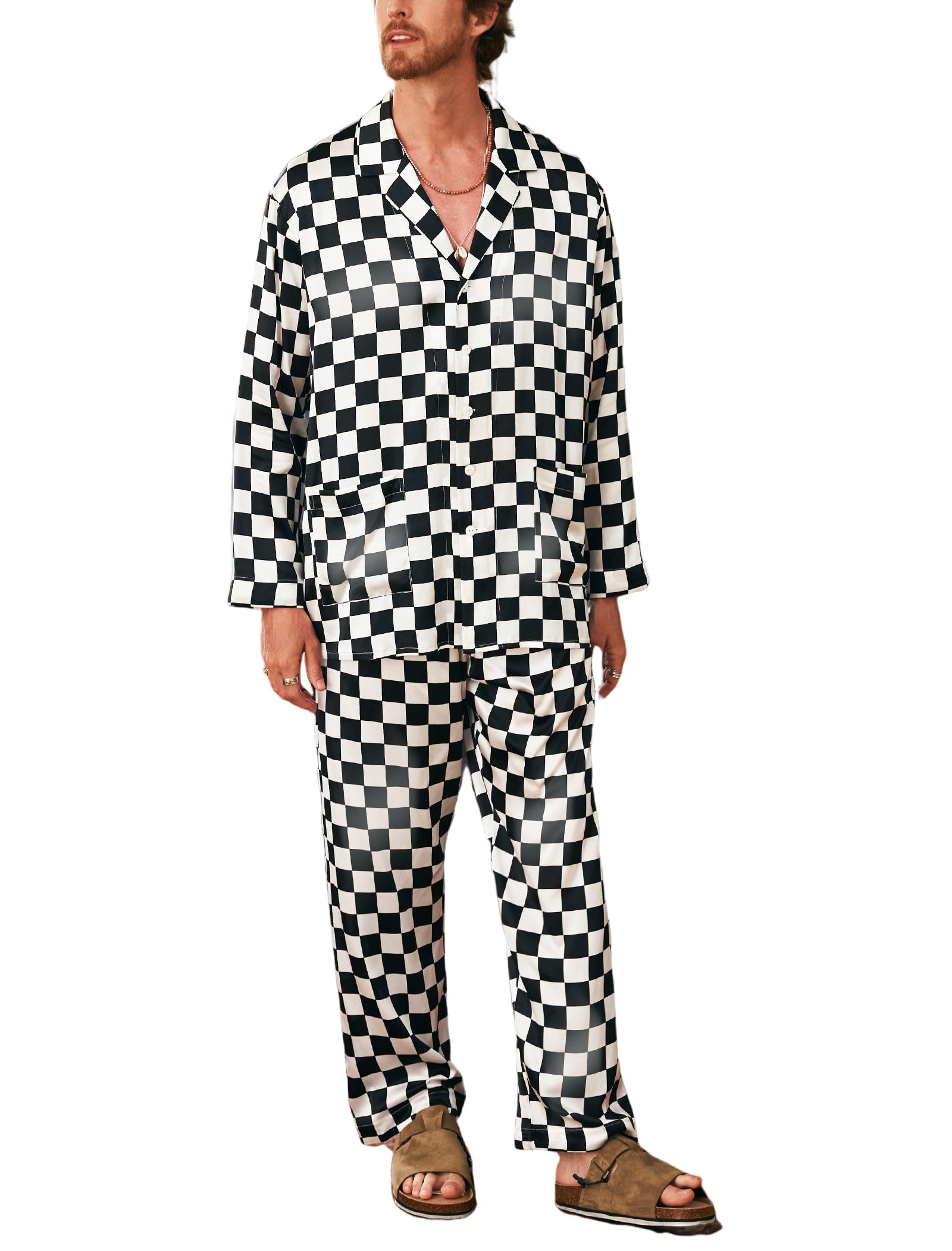 Luxury Silk Pajamas Set for Men - 2PC Long Sleeve Button-Down Sleepwear - Soft & Breathable Silk PJs for Comfortable Nightwear - Perfect for Lounging, Sleep & Relaxation at Home