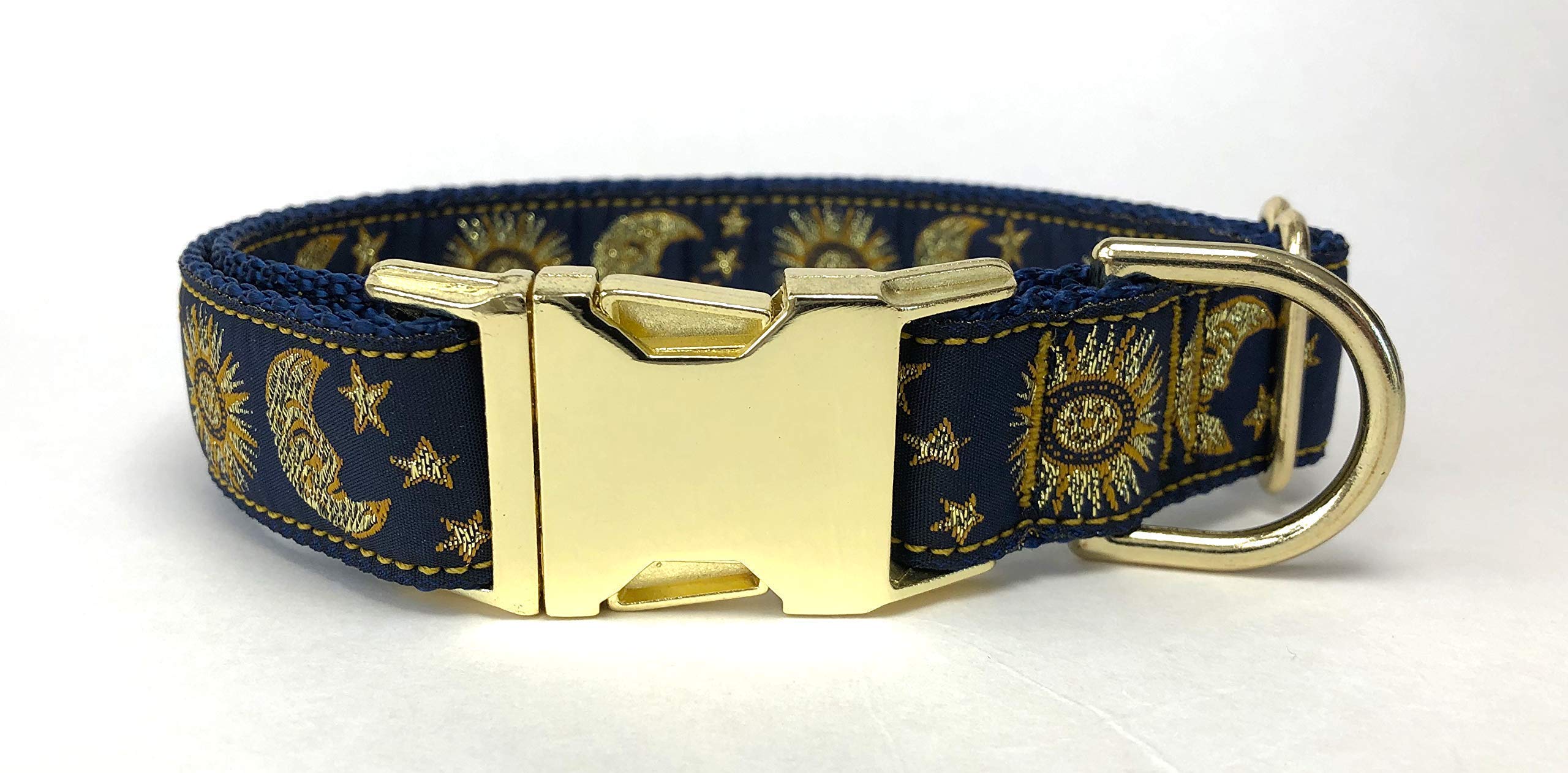 Sun and Moon Dog Collar for Medium to Large Dogs | Handmade in USA | Adjustable Pet Collar for Daily Walks, Training & Outdoor Adventures