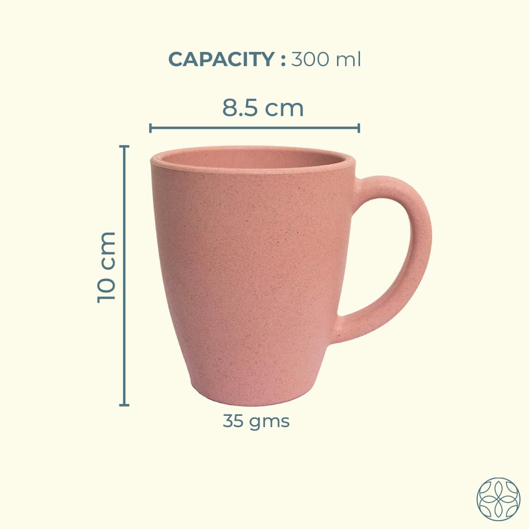Irida Naturals Unbreakable Coffee Mug - Eco-Friendly Microwave Safe Travel Mug for Tea & Coffee, 300ml Rice Husk Cup for Hot/Cold Drinks, Matte Finish Gift Mug (Plush Pink) - Perfect for Office, Camping & Home Use