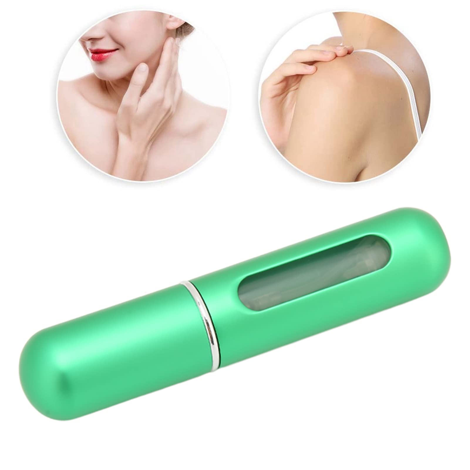 Refillable 5ml Mini Perfume Atomizer Bottle - Portable Travel Perfume Sprayer for Women & Men, Fine Mist Perfume Dispenser for Handbags, Gym, Office & Airplane Travel (Green)