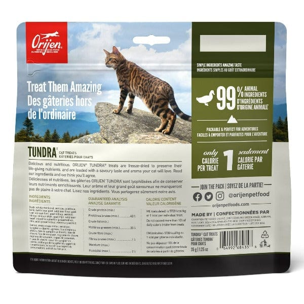 Orijen Tundra Freeze-Dried Cat Treats - High Protein Grain-Free Natural Cat Snacks for Indoor & Outdoor Cats - Perfect for Training, Rewards, and Travel