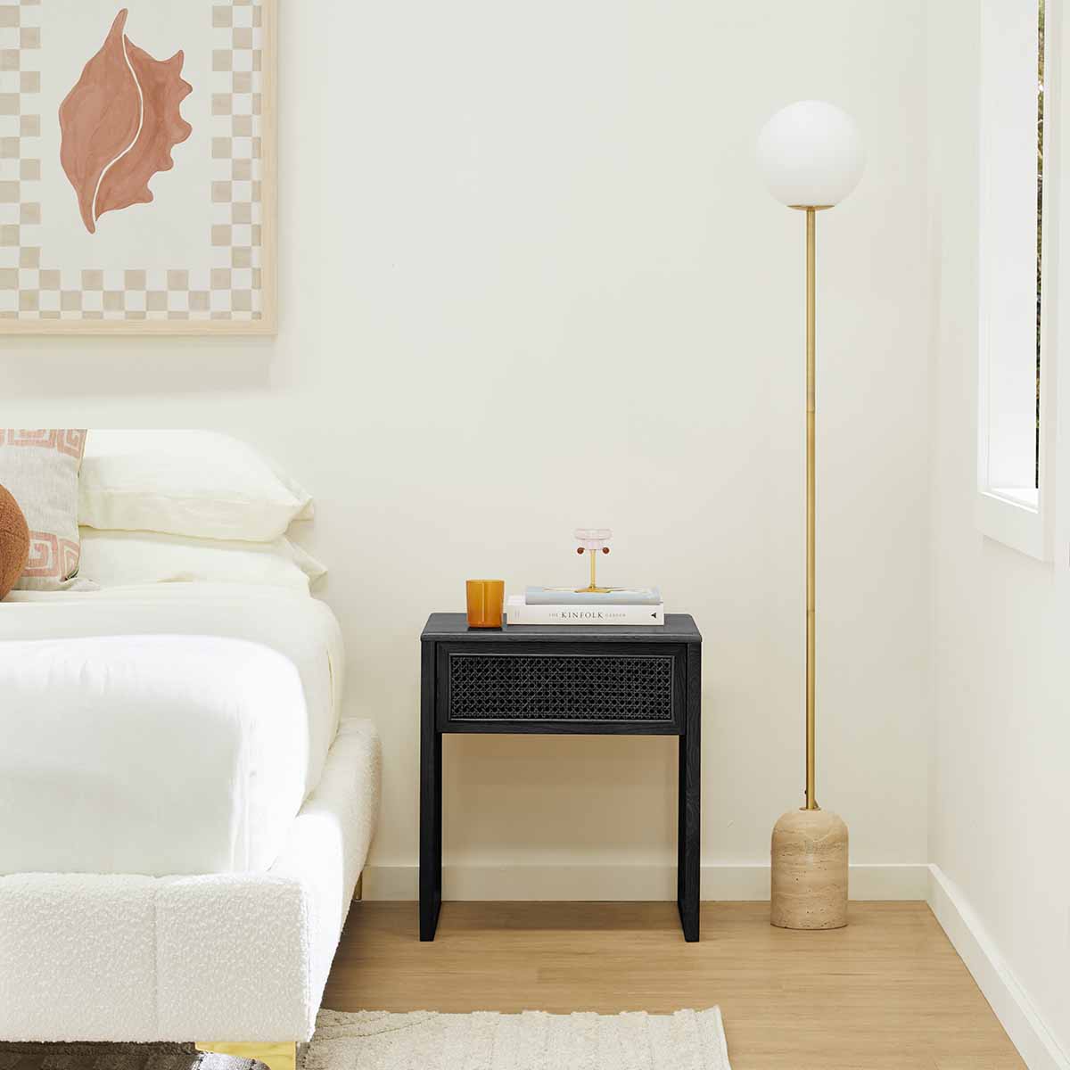 Rattan Bedside Table - Natural Woven Nightstand with Storage Shelf for Bedroom, Living Room, or Patio - Stylish and Durable Accent Table for Home Decor