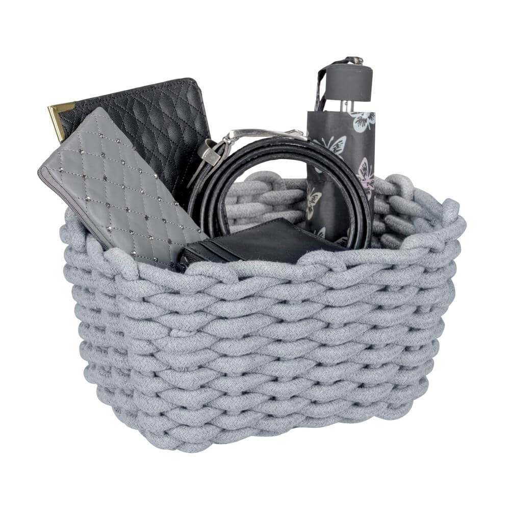 Tia Rectangular Woven Storage Basket - Medium Size Natural Fiber Organizer for Home & Office - Perfect for Shelves, Closets, and Nursery Organization