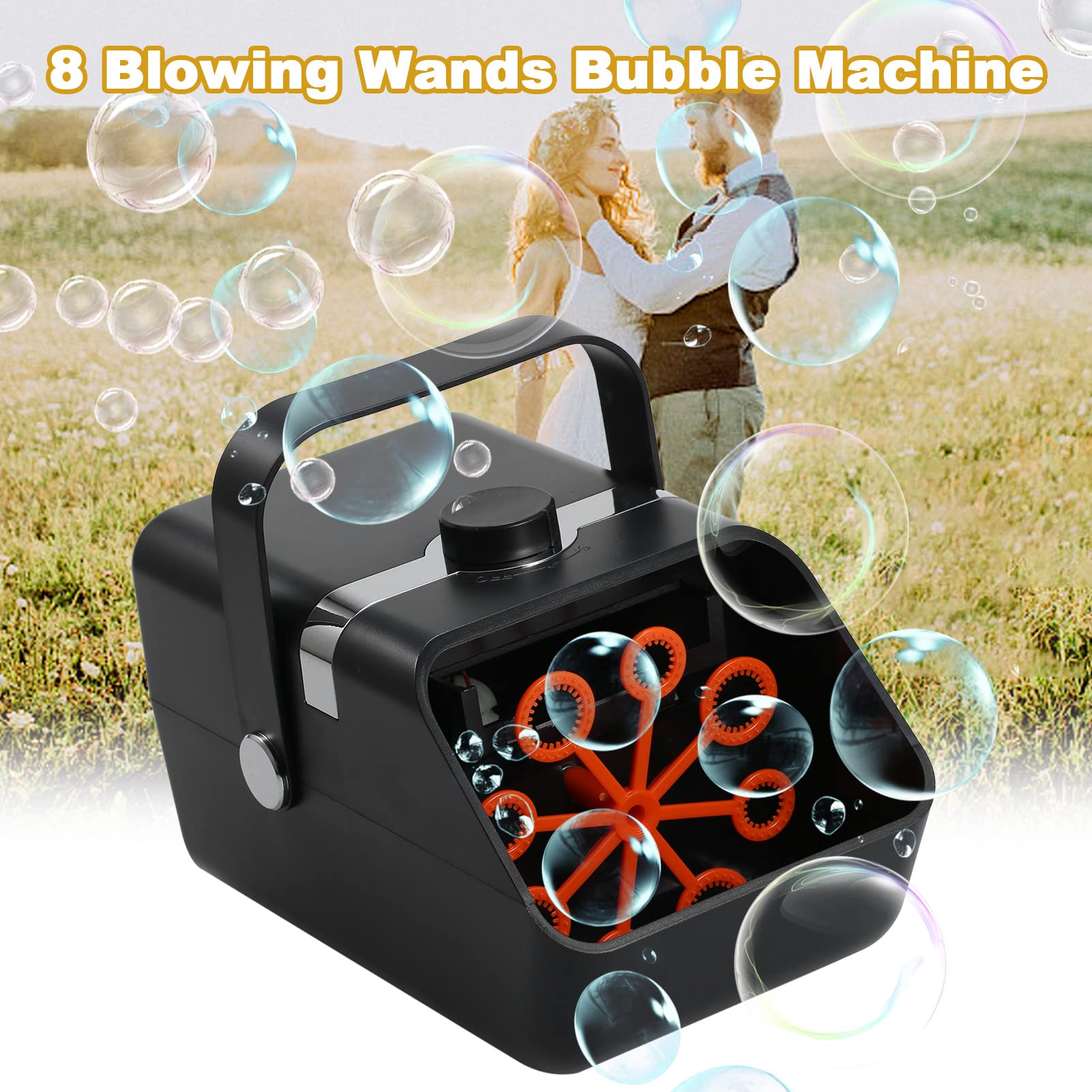 Automatic Bubble Blower Machine - 2 Speed Portable Bubble Maker for Kids Parties, Weddings, Birthdays, Outdoor & Indoor Events (Black) | Perfect for Backyard Fun, Park Playdates, and Festive Celebrations
