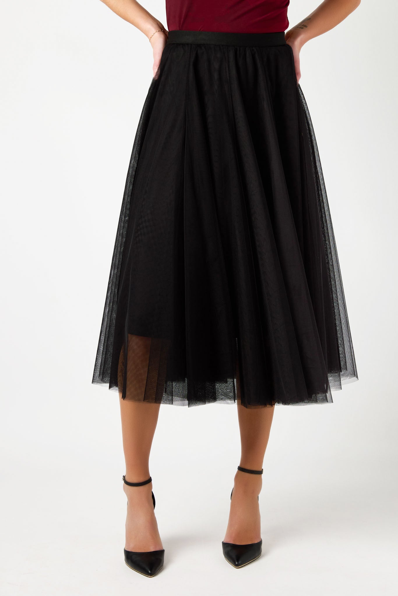 Mesh Midi Party Skirt for Women - Flowy A-Line Dance Skirt with Elastic Waistband | Perfect for Club Nights, Concerts, Festivals & Special Occasions