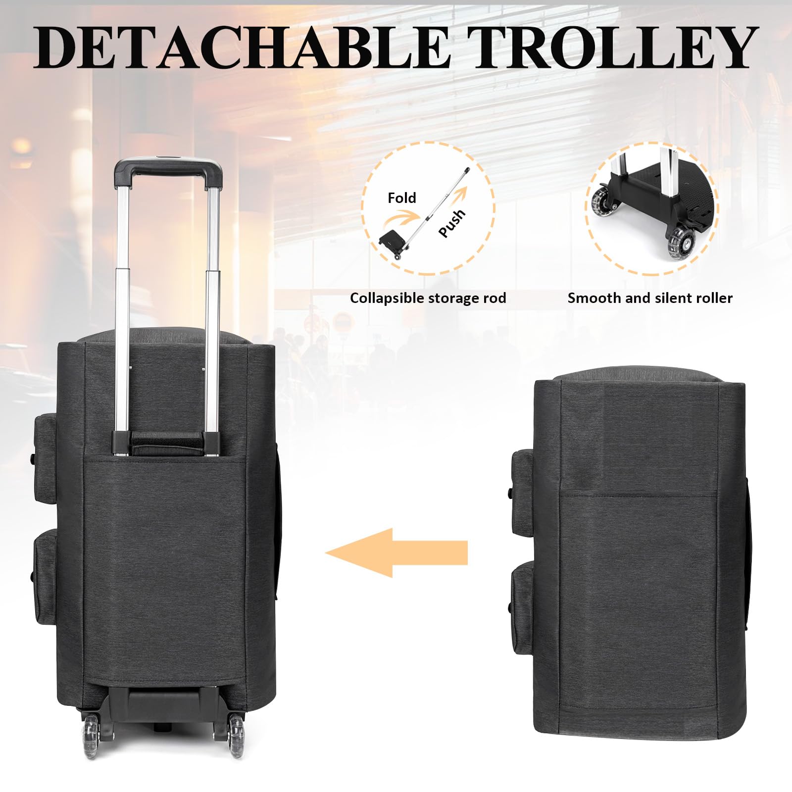Convertible Rolling Duffle Carry On Luggage with Wheels - Travel Garment Bag for Women & Men, Large Hanging Suitcase for Business Trips & Weekend Getaways | Perfect for Air Travel, Business Meetings & Vacation Packing