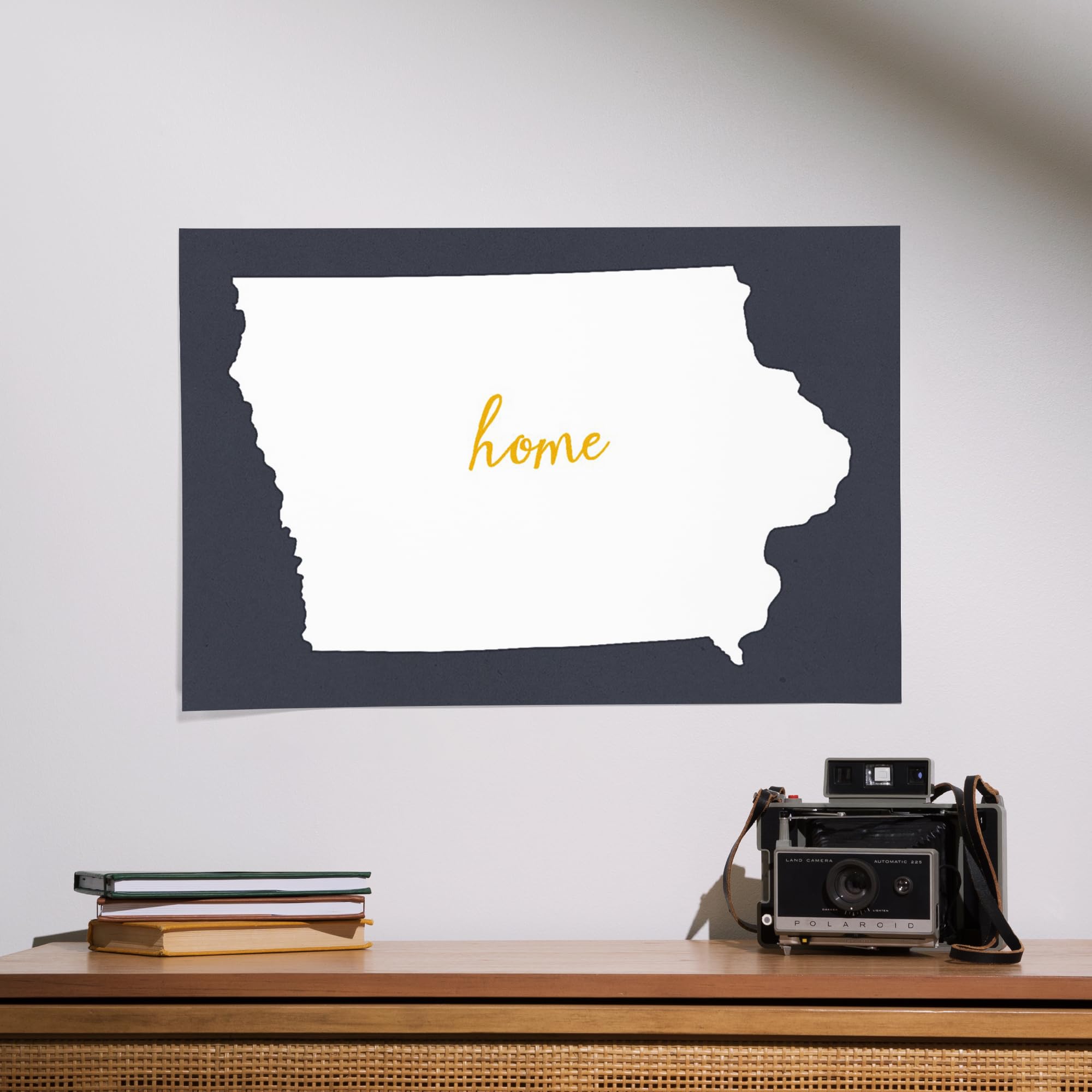 Lantern Press 16x24 Inch Premium Giclee Art Print - Iowa Home State Landscape Wall Decor in White on Gray | Perfect for Living Room, Bedroom & Office