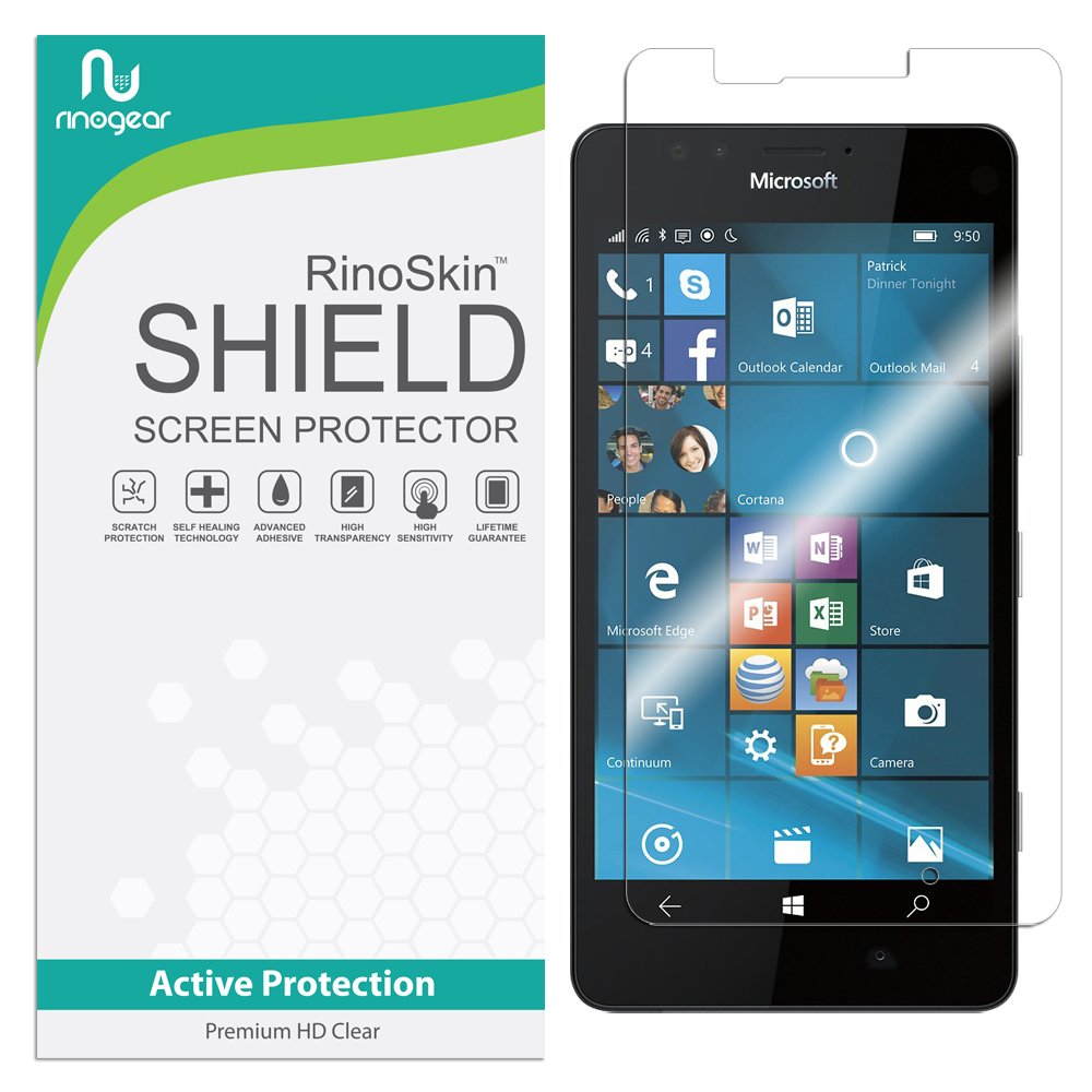 RinoGear MS Lumia 950 Screen Protector - Case Friendly, Flexible TPU Film with Full Coverage - Clear HD Protection for Everyday Use at Work and Travel