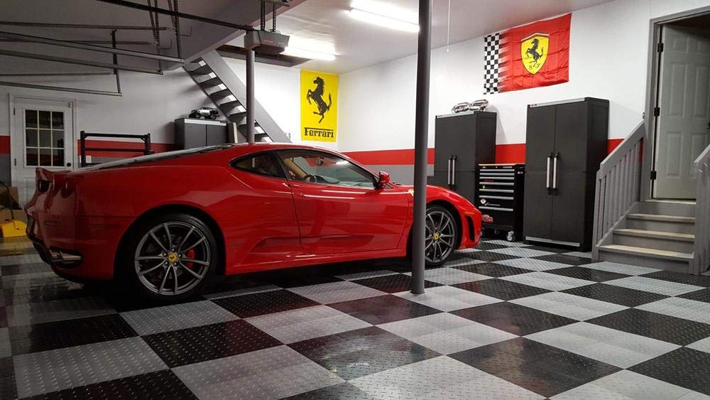 TracStep Modular Interlocking Garage Floor Tiles - Brick Pattern 40-Piece Set | Durable & Easy Installation for Home Gym, Workshop & Parking