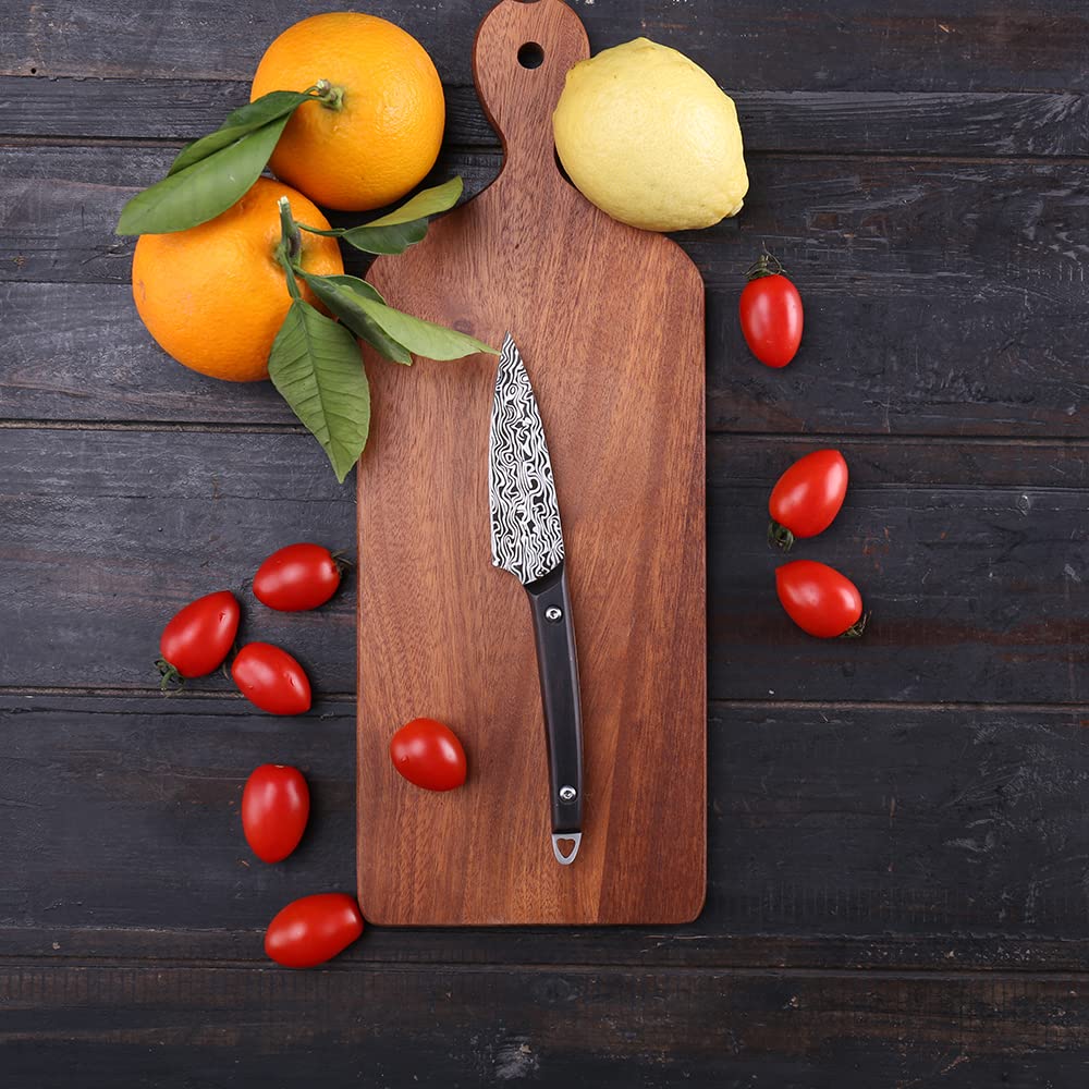 WILDMOK 3.3 Inch Stainless Steel Paring Knife - Sharp Utility Knife for Fruit & Vegetable Cutting, Kitchen Carving with Leather Case - Perfect for Camping, Picnics & Home Cooking