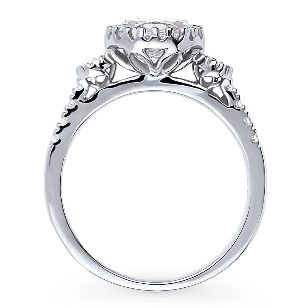 BERRICLE Sterling Silver 3-Stone Oval Cut Cubic Zirconia Engagement Ring for Women - 1.2 Carat CZ Wedding & Anniversary Band, Rhodium Plated, Size 4-10 - Perfect for Proposals, Bridal Jewelry & Special Occasions