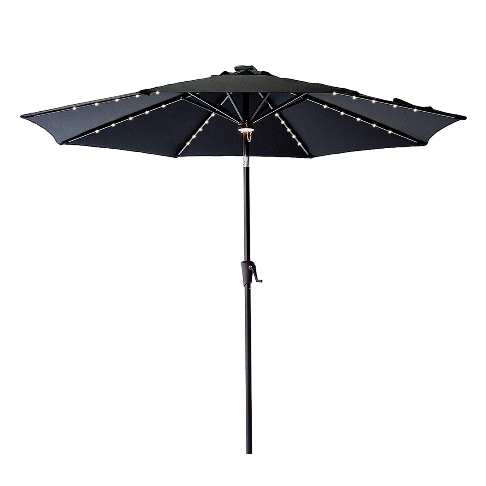 C-Hopetree 11 ft Outdoor Patio Market Table Umbrella with Solar LED Lights and Tilt - Perfect for Backyard, Poolside, and Restaurant Dining - Black